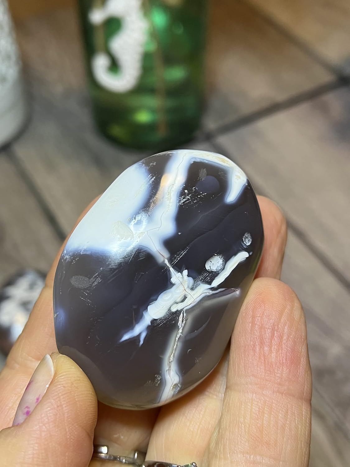 ORCA Jaspe Palmstones Único Piedras de Meditación, Piedras de Preocupación, Cristales Curativos, Herramientas Reiki, Patrones Únicos, Alta Calidad