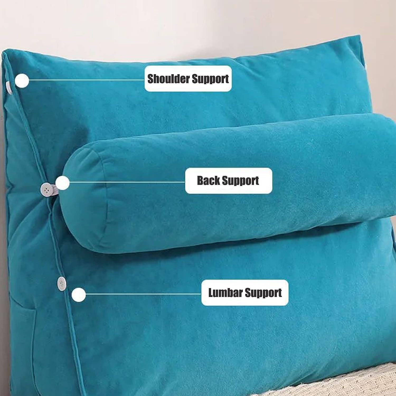 ZSPINJIA Almohada de cuña Triángulo Almohada de lectura cómoda Soporte de espalda ajustable Cojín de cuña Sofá Cama Silla de Oficina Almohada de