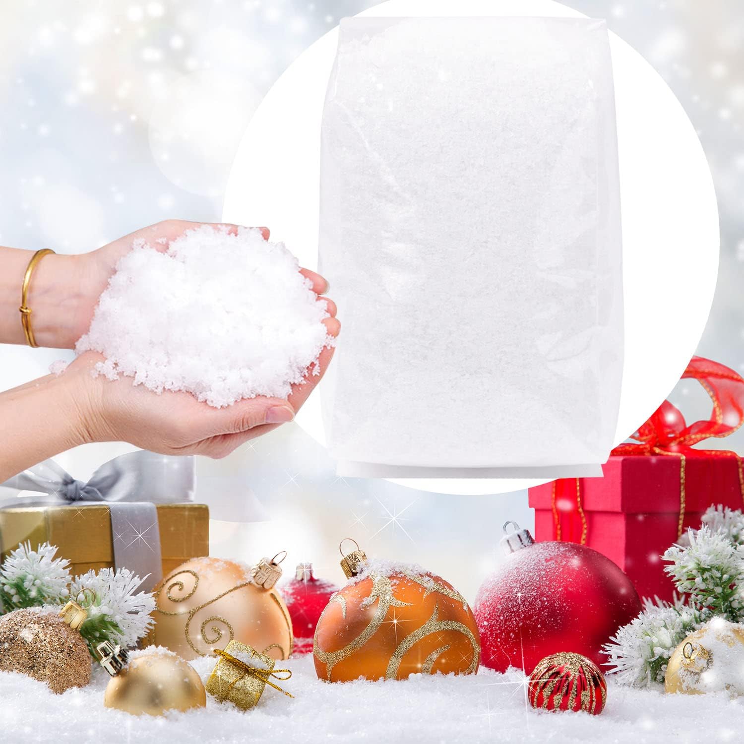 hatisan Decoración de nieve falsa de 23 onzas, nieve artificial para decoración de Navidad, nieve falsa para manualidades, exhibiciones de pueblo,