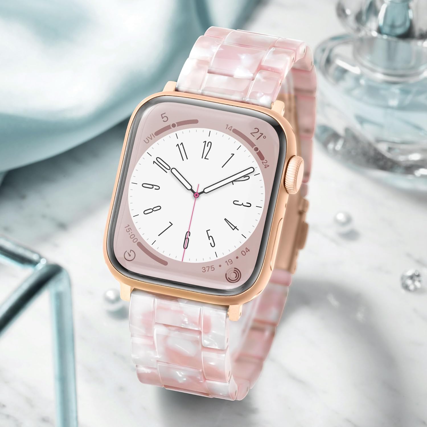 Correa de reloj de resina ligera para Apple Watch Band de 1.772 in 1.732 in 1.654 in 1.929 in, pulsera de moda para mujeres y hombres, correa de