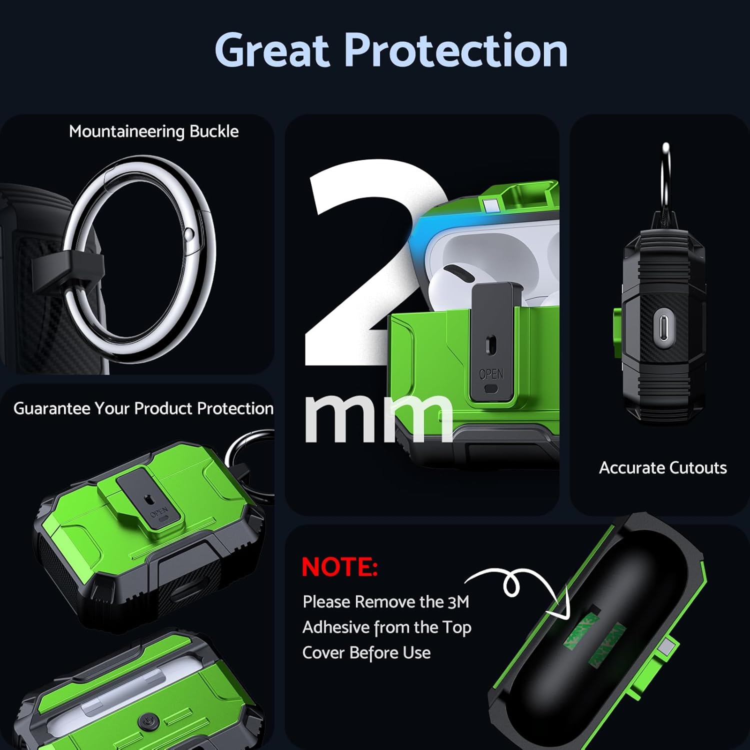 DASFOND Armor – Funda rígida para auriculares Airpods Pro, grado militar, protección completa, a prueba de golpes, soporte de carga inalámbrica con