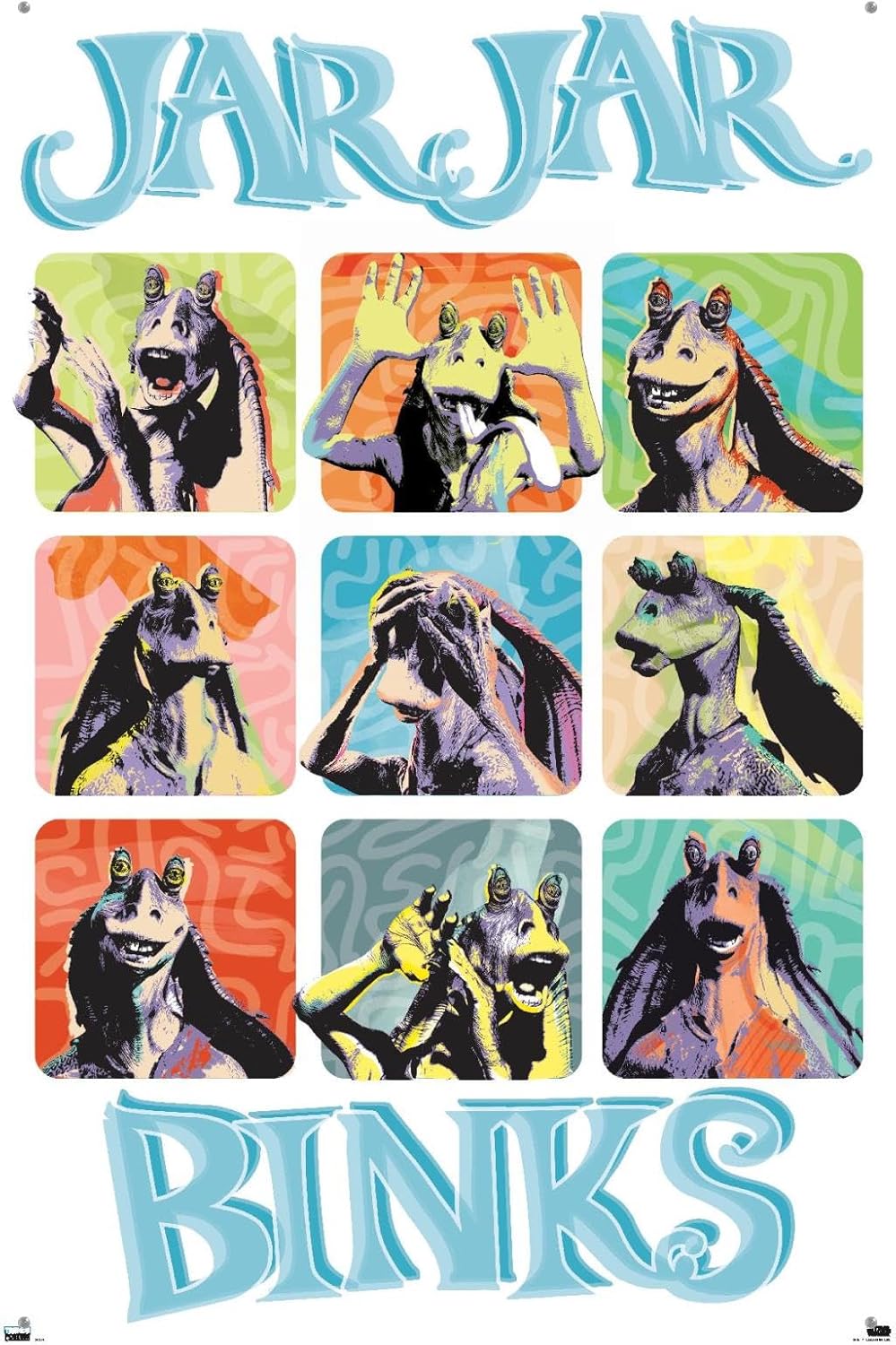 Trends International Star Wars The Phantom Menace – Póster de pared con frasco, diseño de cuadrícula, 22.37 x 34.00 pulgadas, paquete de póster y