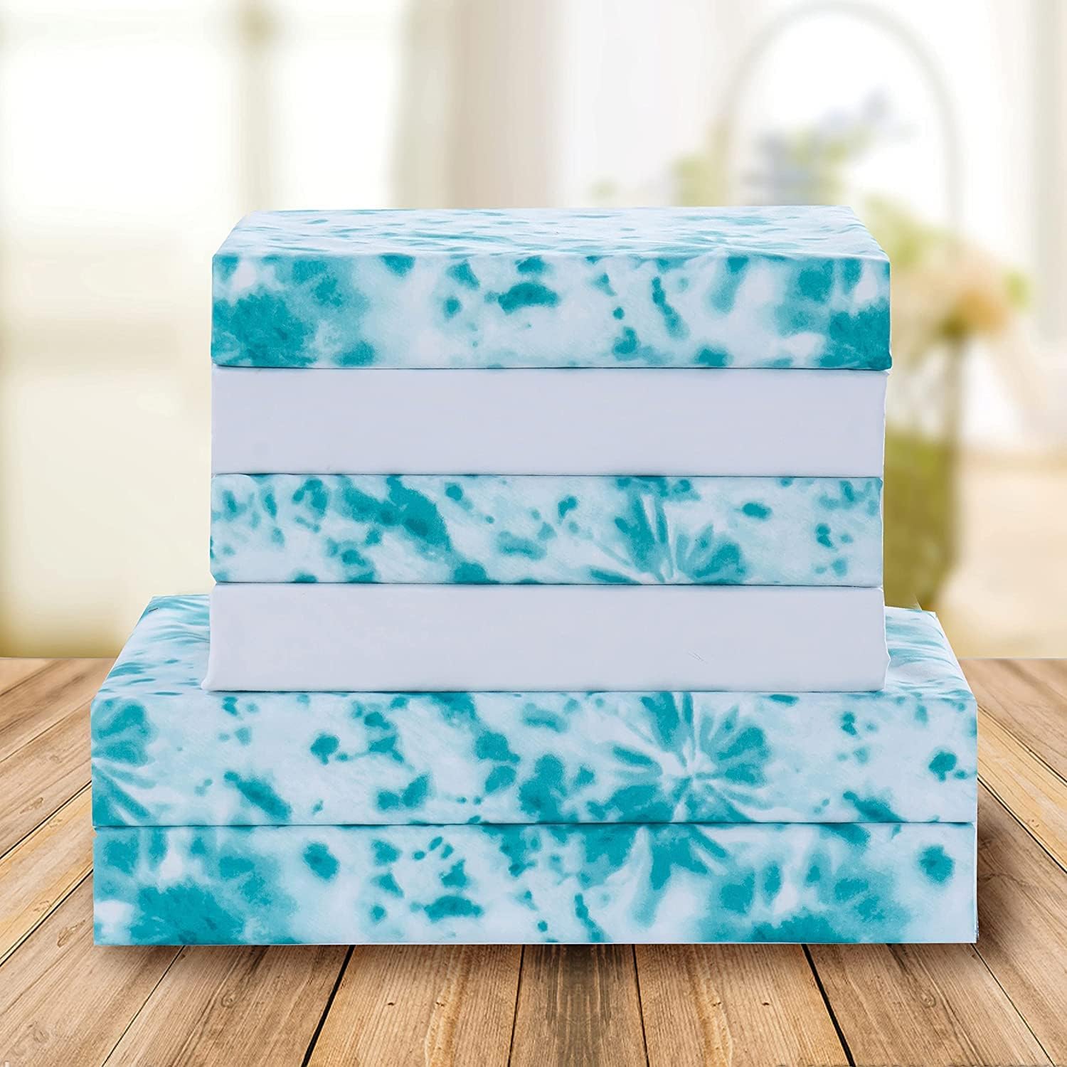 Elegant Comfort Aria Tie-Dye – Juego de sábanas de 6 piezas, 1500 microfibra de calidad prémium hotelera, teñido anudado en espiral, suave,