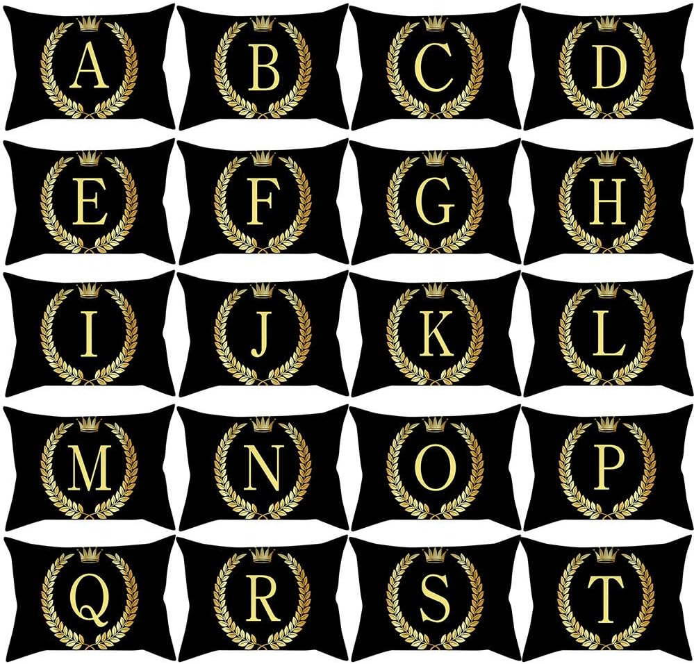 Funda de almohada decorativa, funda de almohada para el hogar, funda dorada y negra, decoración de sofá y funda de almohada con letras para sofá y