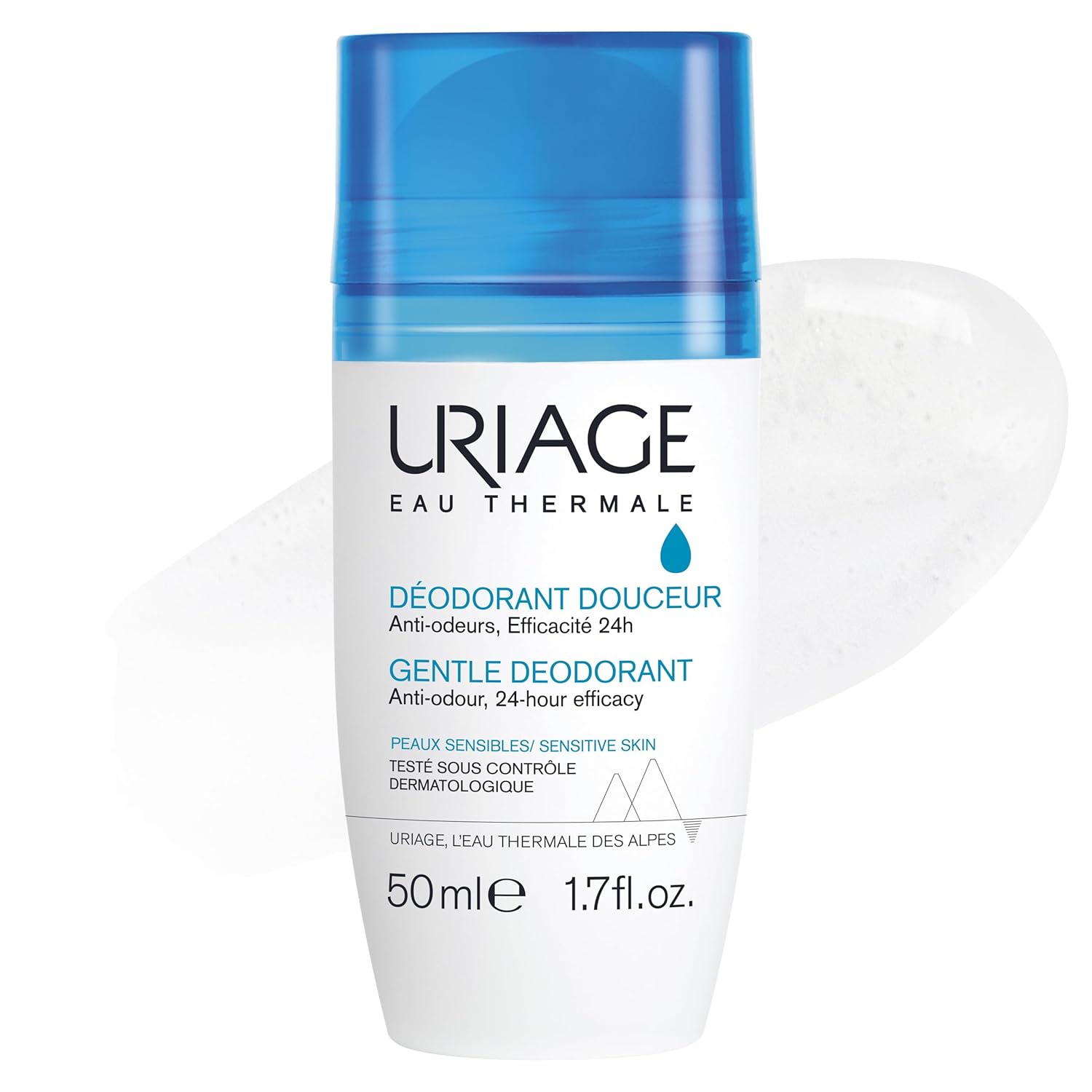 URIAGE Desodorante sin aluminio 24 horas 1.7 onzas líquidas  Suave protección enrollable para el exceso de sudor de axilas  Hombres y mujeres