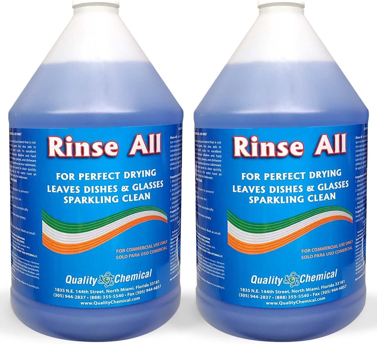 Quality Chemical Enjuague todoAclarador de grado industrial comercialLíquido de enjuague para lavavajillas, acabado seco con calor y frío, agente de