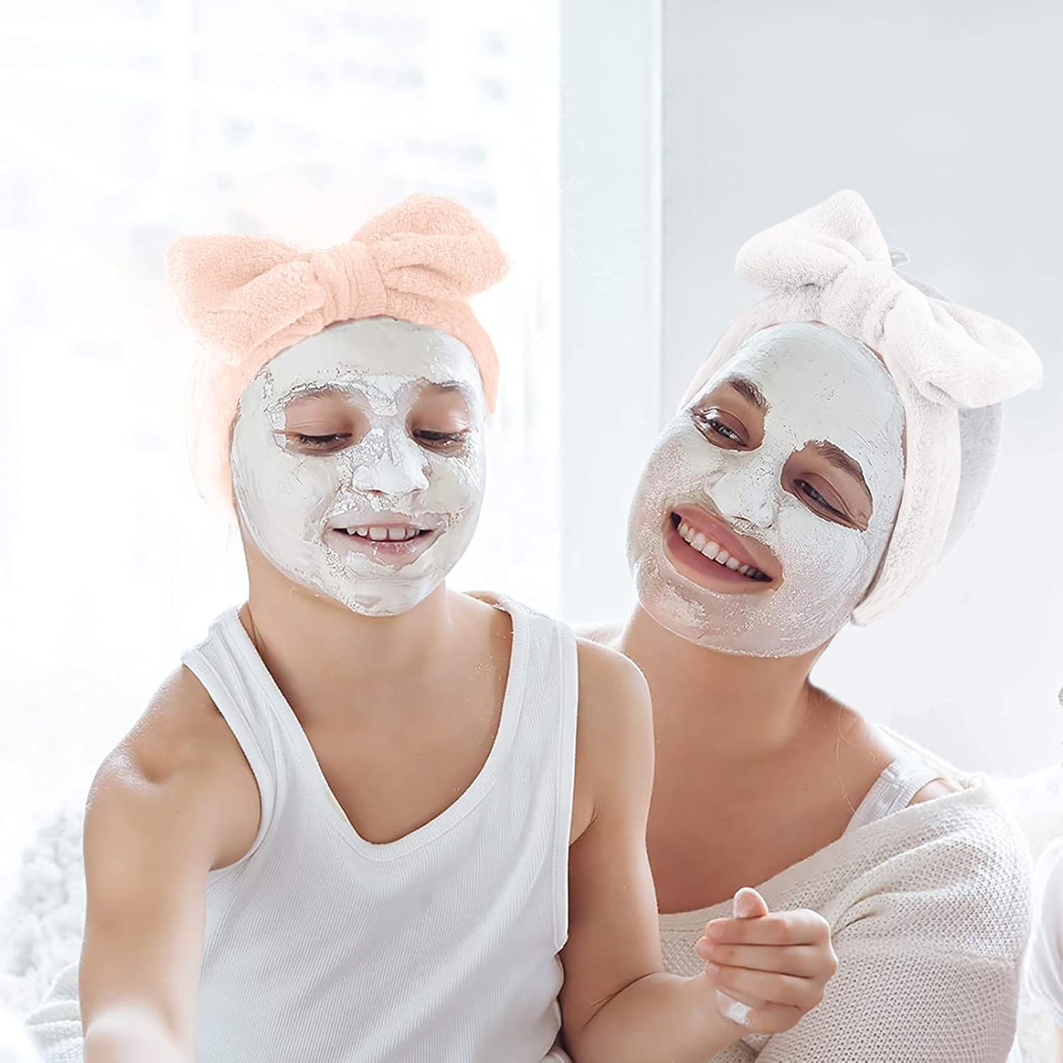 Juego de 3 diademas de spa y muñequeras para el cuidado de la piel, bandas para el cuidado de la piel, diadema rosa lavado, suave maquillaje facial,