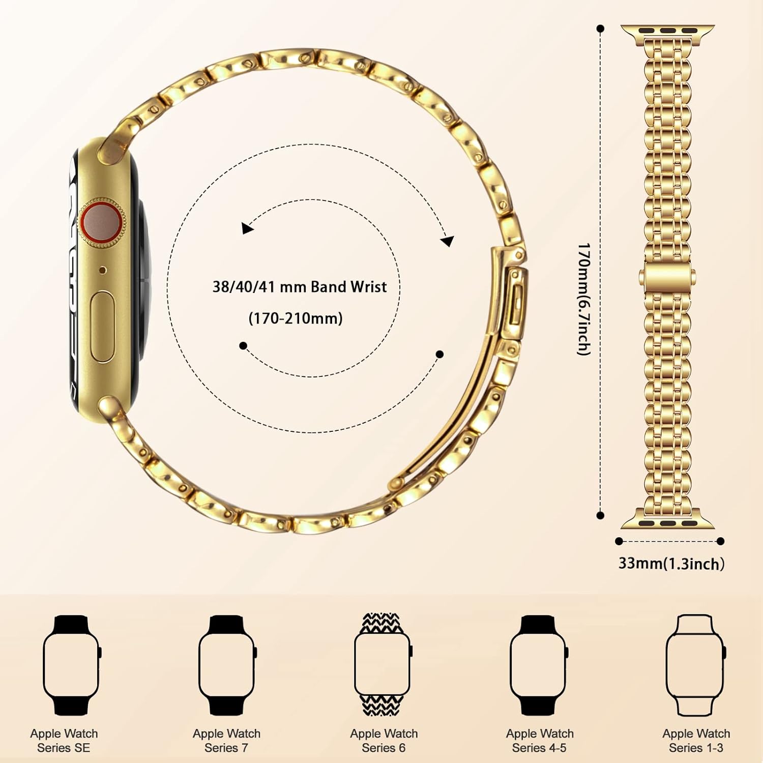 Thinkbands Correas de reloj compatibles con Apple Watch Band de 1.496 in, 1.575 in, 1.614 in, 1.654 in, 1.732 in, 1.772 in, Iwatch SE Series