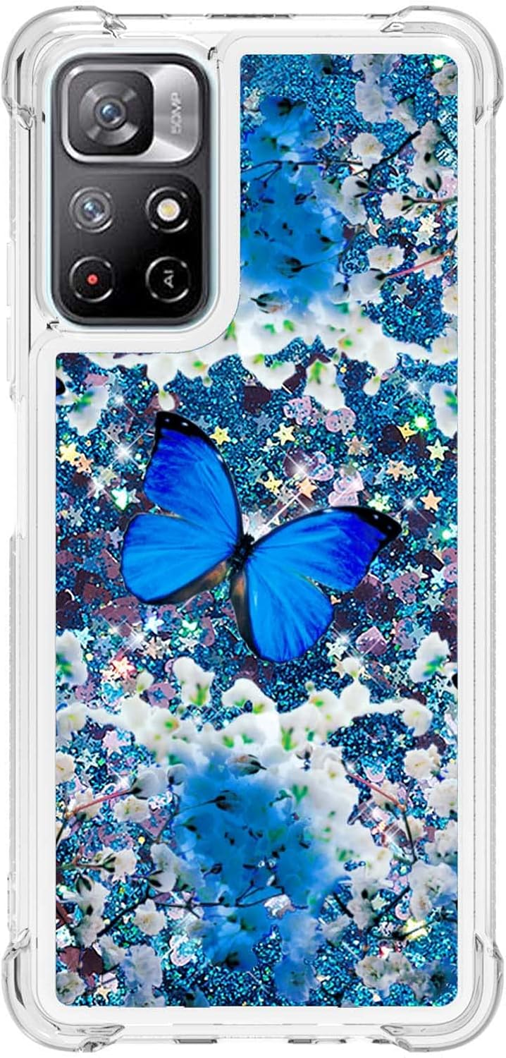 Compatible con Xiaomi Redmi Note 11 5G Funda brillante transparente suave TPU dibujos animados lindo arenas movedizas con líquido brillante que