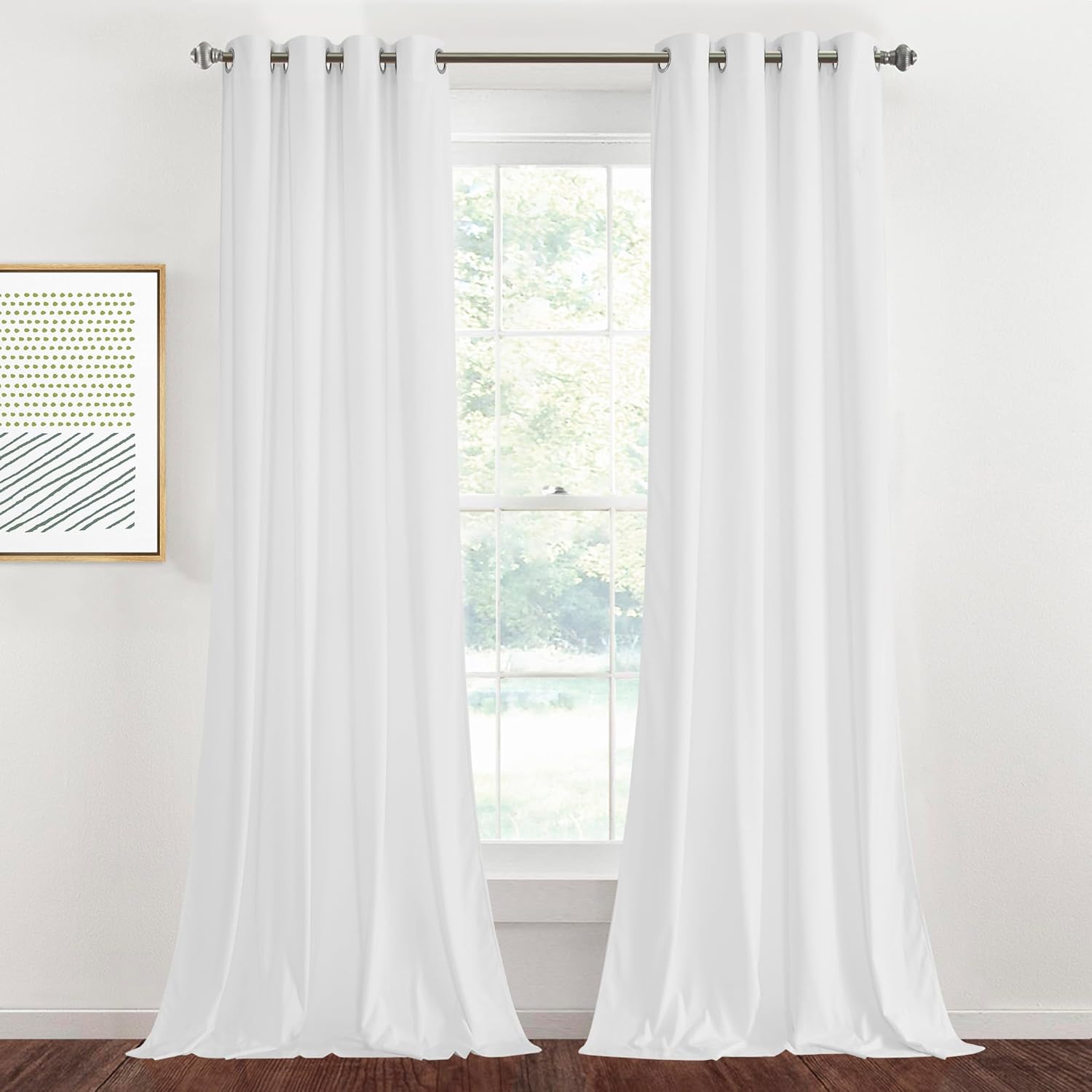 StangH Cortinas de terciopelo blanco blanqueado de 90 pulgadas de largo, atenuación de luz, protección de privacidad, tratamiento de ventana, con
