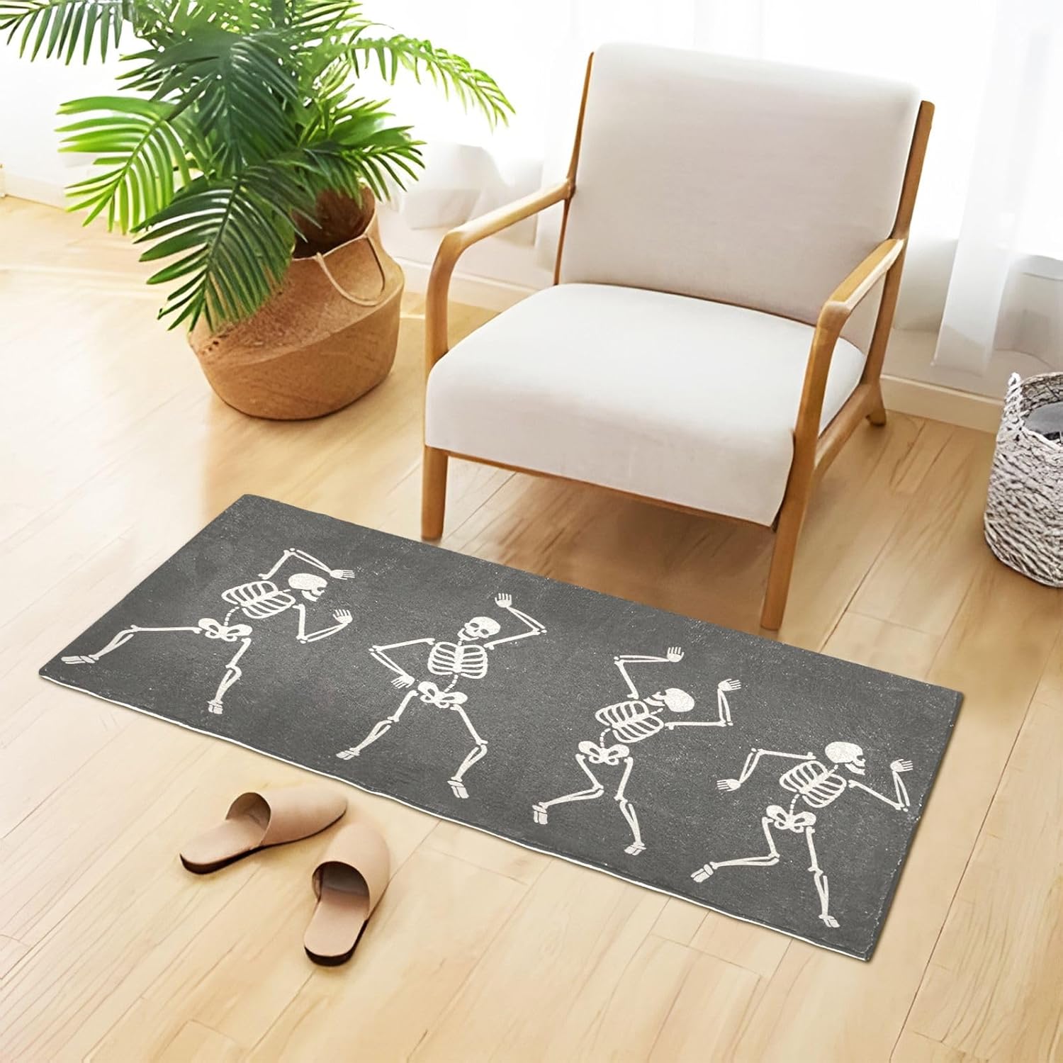 Joisal Funny Skeletons Dancing – Tapete de baño lavable a máquina, tapete de goma absorbente, 39 x 20 pulgadas