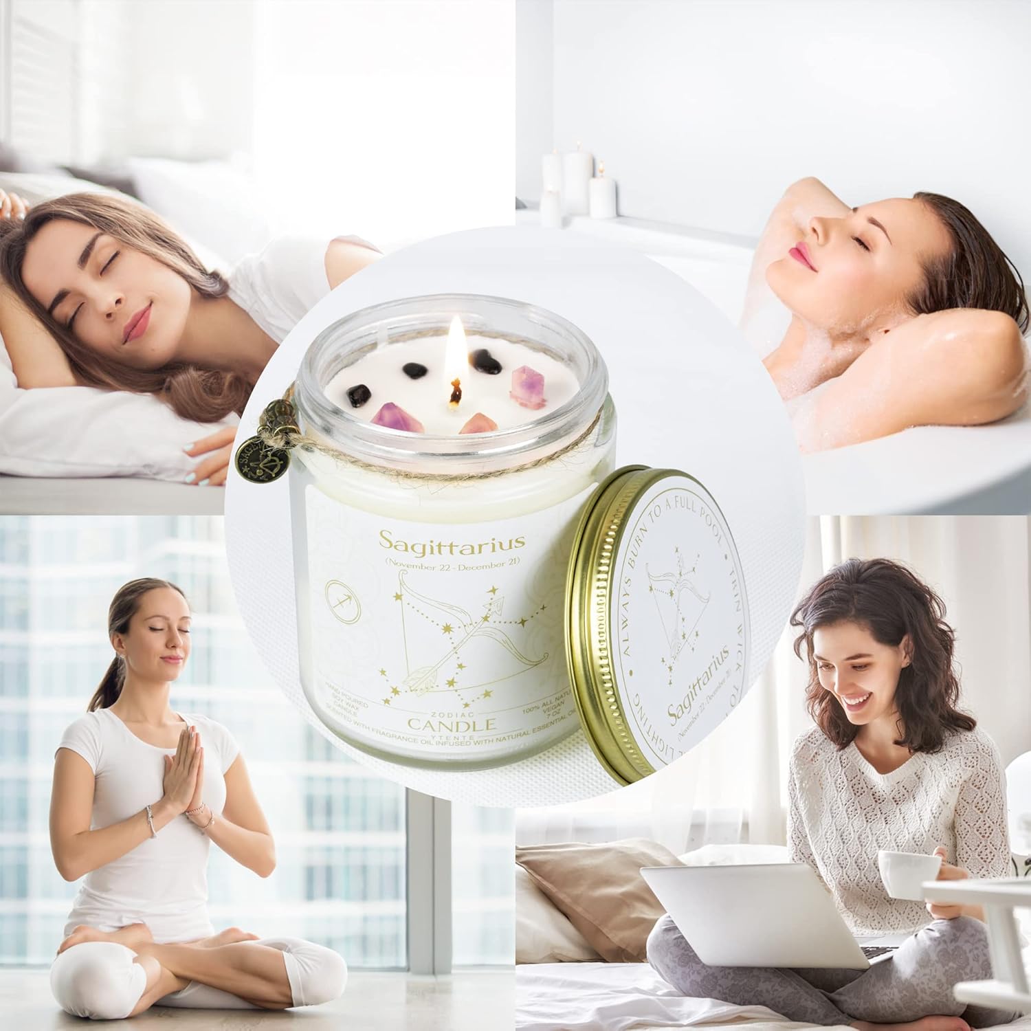 Velas de signo del zodiaco, velas con signo de cristal del zodiaco, velas perfumadas de astrología, regalos para mejores amigos, para mujeres,