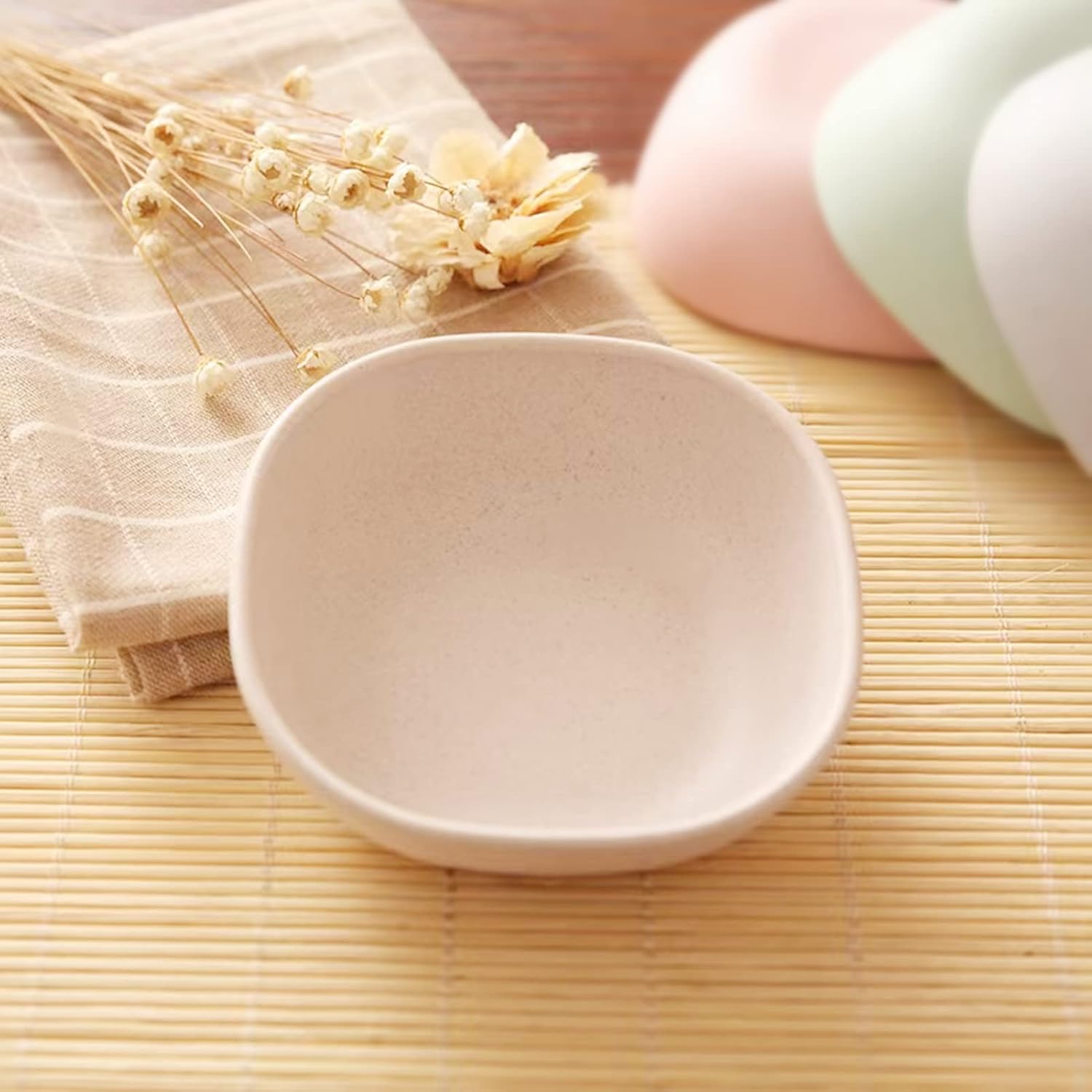 Lomoker Cuencos de fibra de bambú de 4.5 onzas, cuencos pequeños de postre de 3.75 pulgadas, cuencos de aperitivos, cuencos de preparación, tazas de