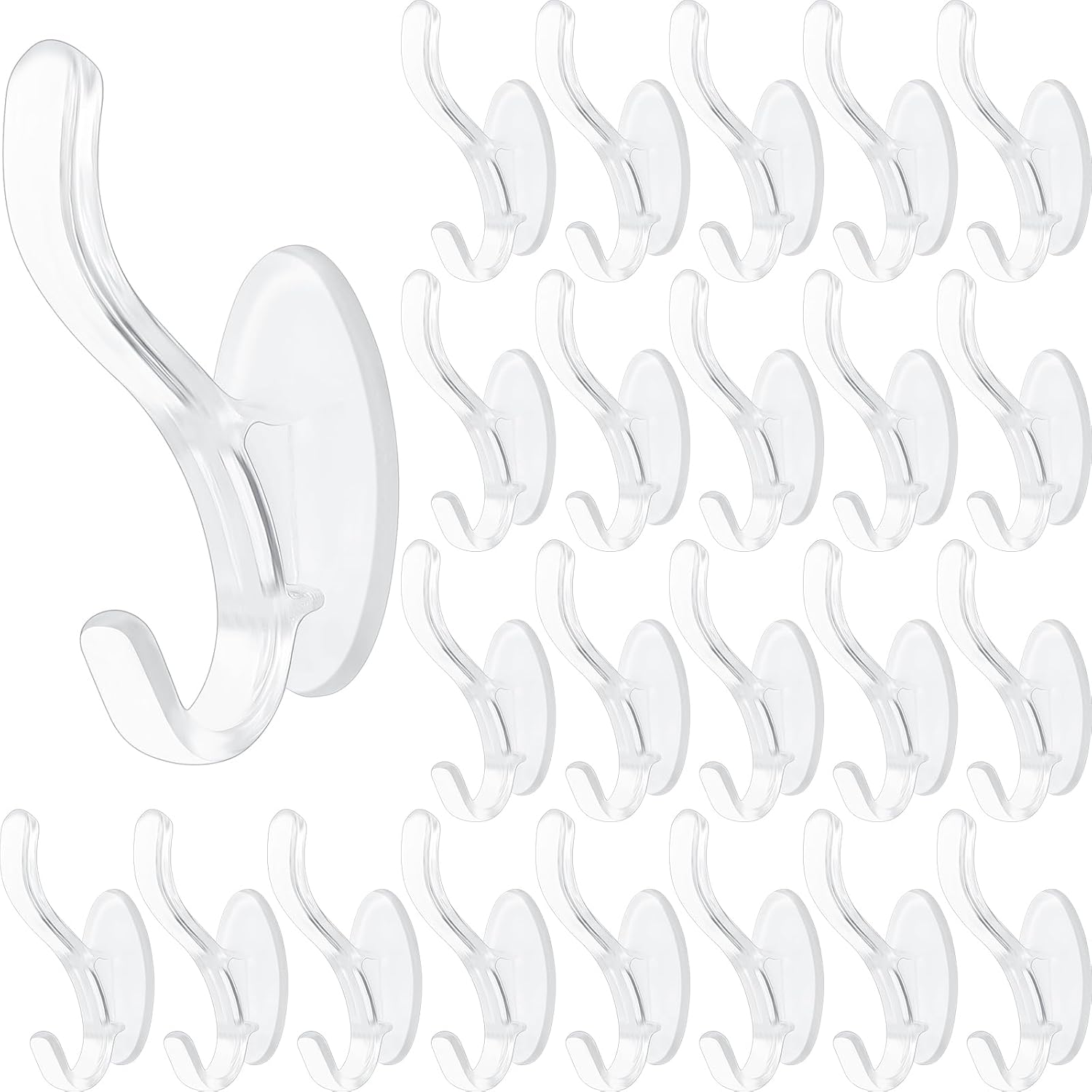 Queekay Ganchos de pared adhesivos transparentes para colgar ventanas de Navidad, baño, dormitorio, puerta de cocina, plástico acrílico, sin marcas
