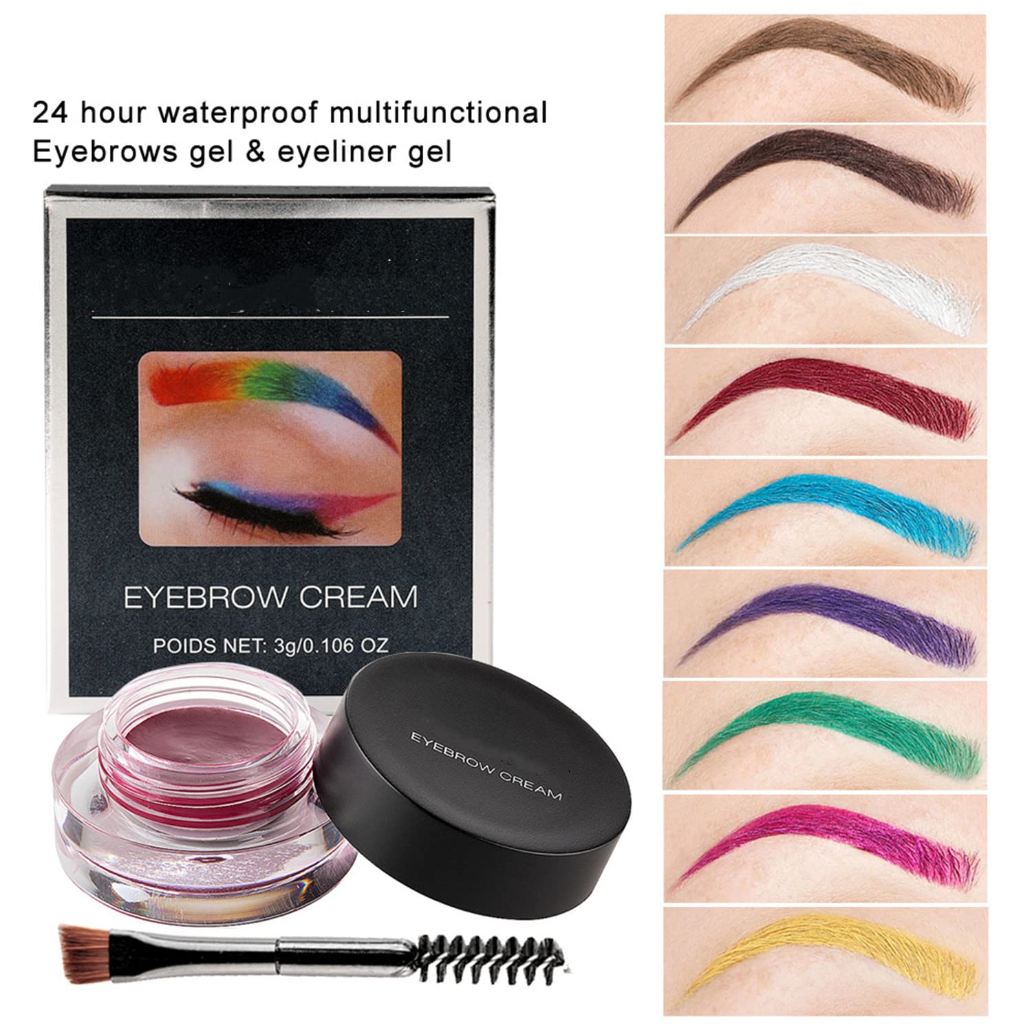Crema de cejas de 12 colores, gel de pomada de cejas suave de larga duración, impermeable, delineador de ojos, maquillaje para cejas cosméticos con