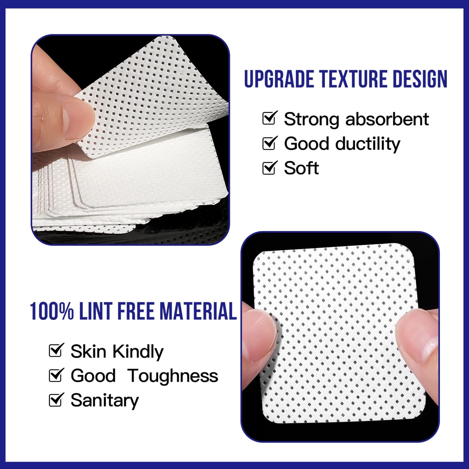 Makartt Lint Free Nail Wipes, 500Pcs Gel Nail Polish Remover Wipes, Super Absorbent Soft Nail Polish Remover Pads, Cleaning Wipes for Nails Glue,