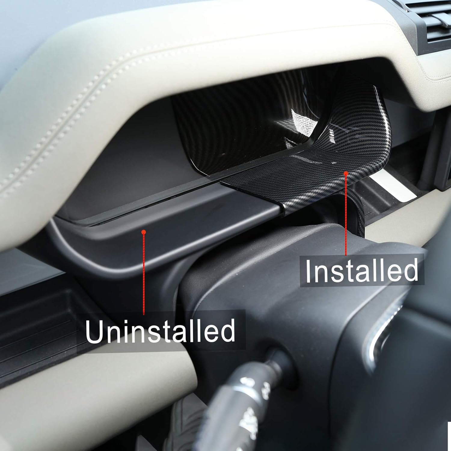 CHEYA Cubierta decorativa para tablero de instrumentos de automóvil ABS para Land Rover Defender 110 2020 (estilo de fibra de carbono)