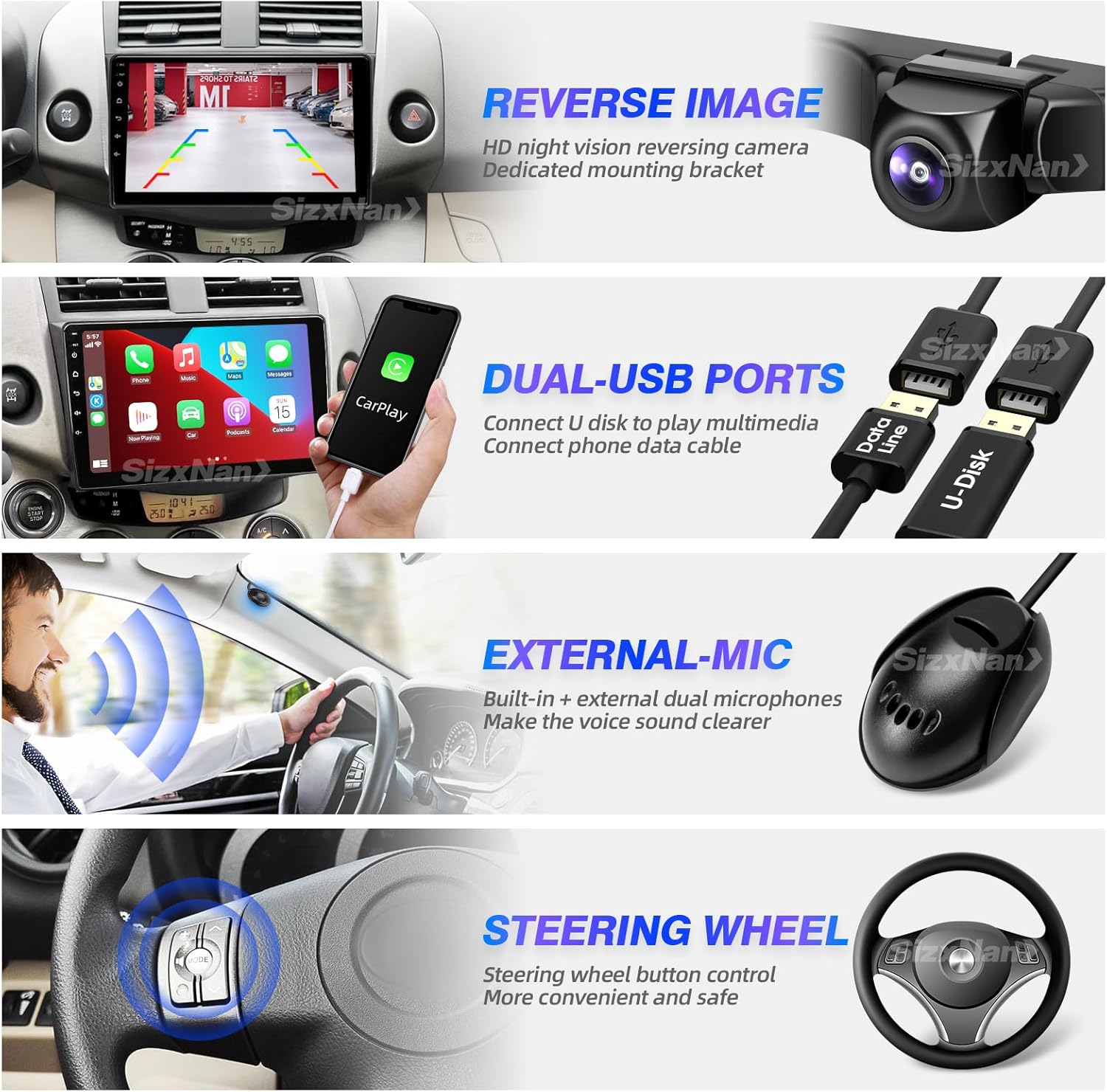 Para Toyota RAV4 2006-2011 Android Pantalla táctil compatible con Carplay inalámbrico Android Auto, radio de coche estéreo Bluetooth navegación