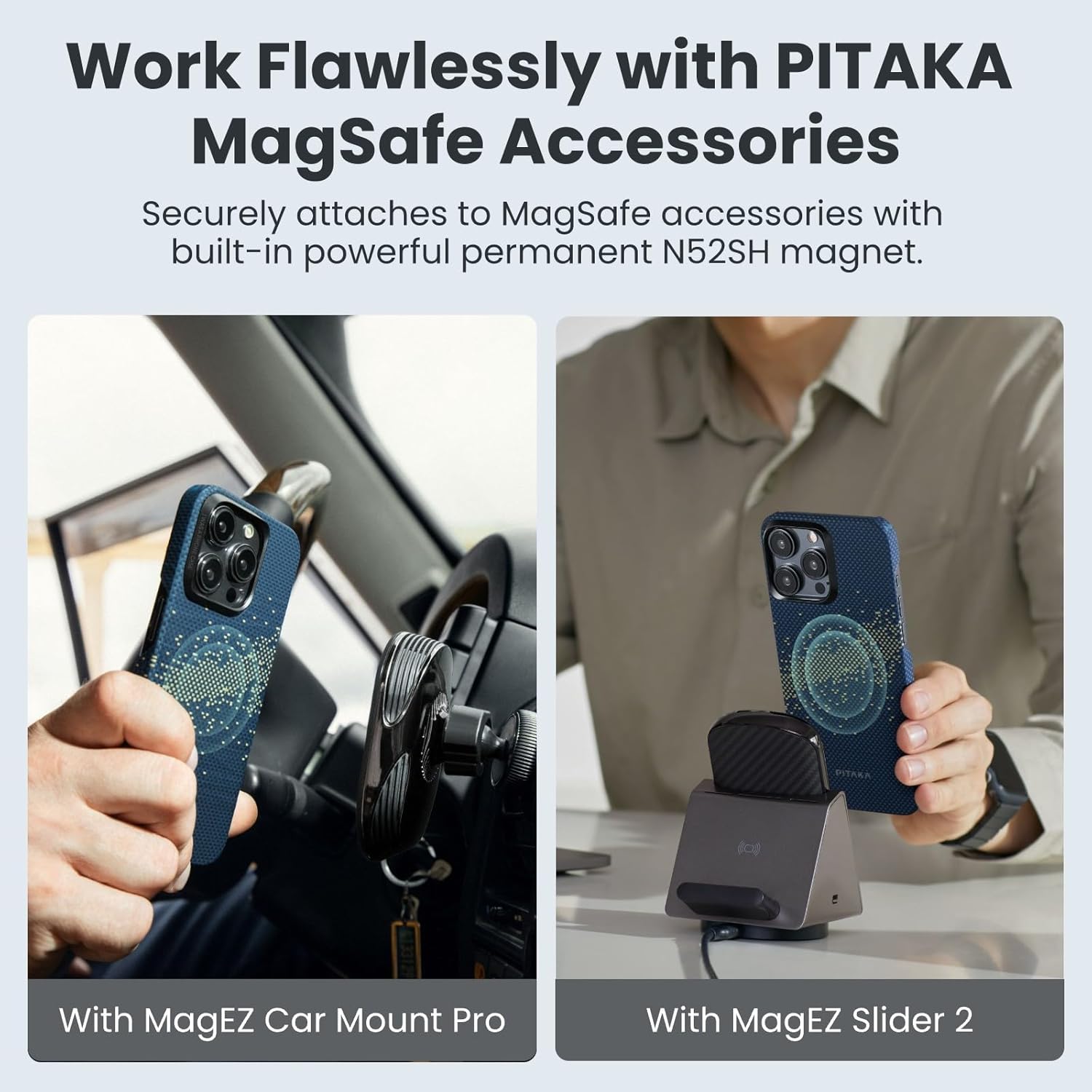 PITAKA Funda para iPhone 15 Pro compatible con MagSafe, funda delgada y ligera para iPhone 15 Pro de 6.1 pulgadas con una sensación táctil sin