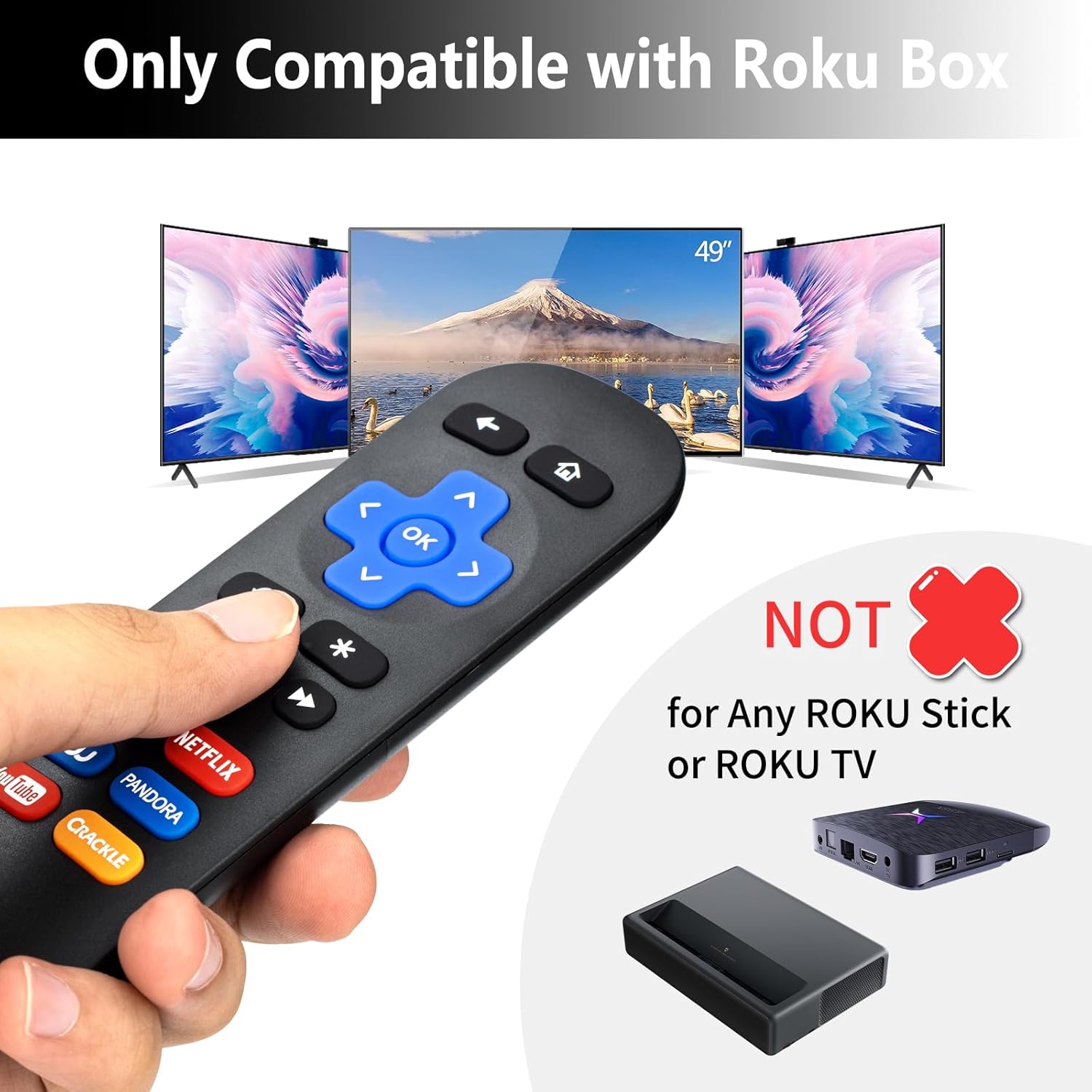 Paquete de 2 unidades de control remoto reemplazado para Roku Box, compatible con Roku (HD, LT, XS, XD), para Roku Express, para Roku Premier