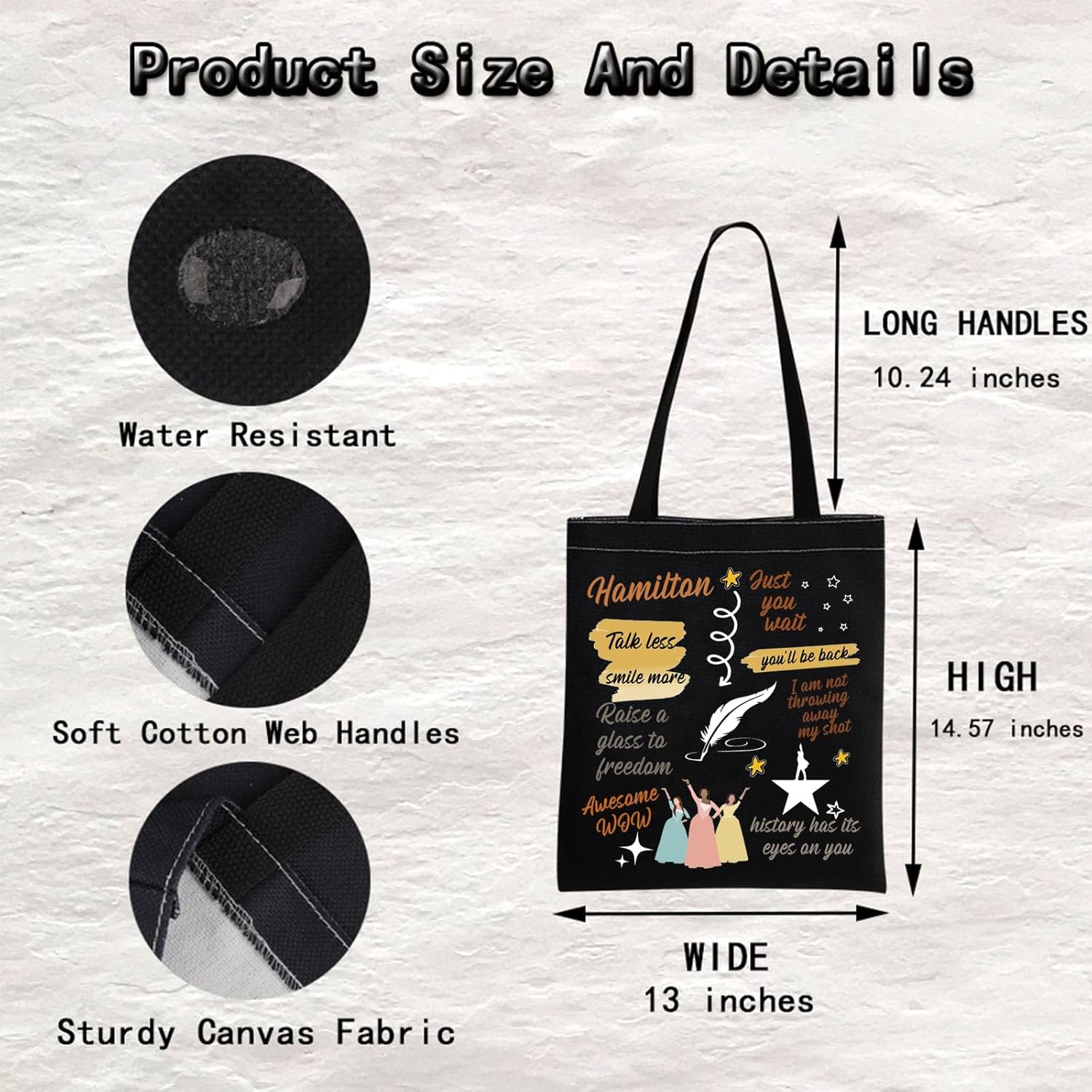 MNIGIU Hamilton Musical Merch Hamilton Broadway Theatre Gift Bolsa de mano Hamilton Regalo para fanáticos de Hamilton