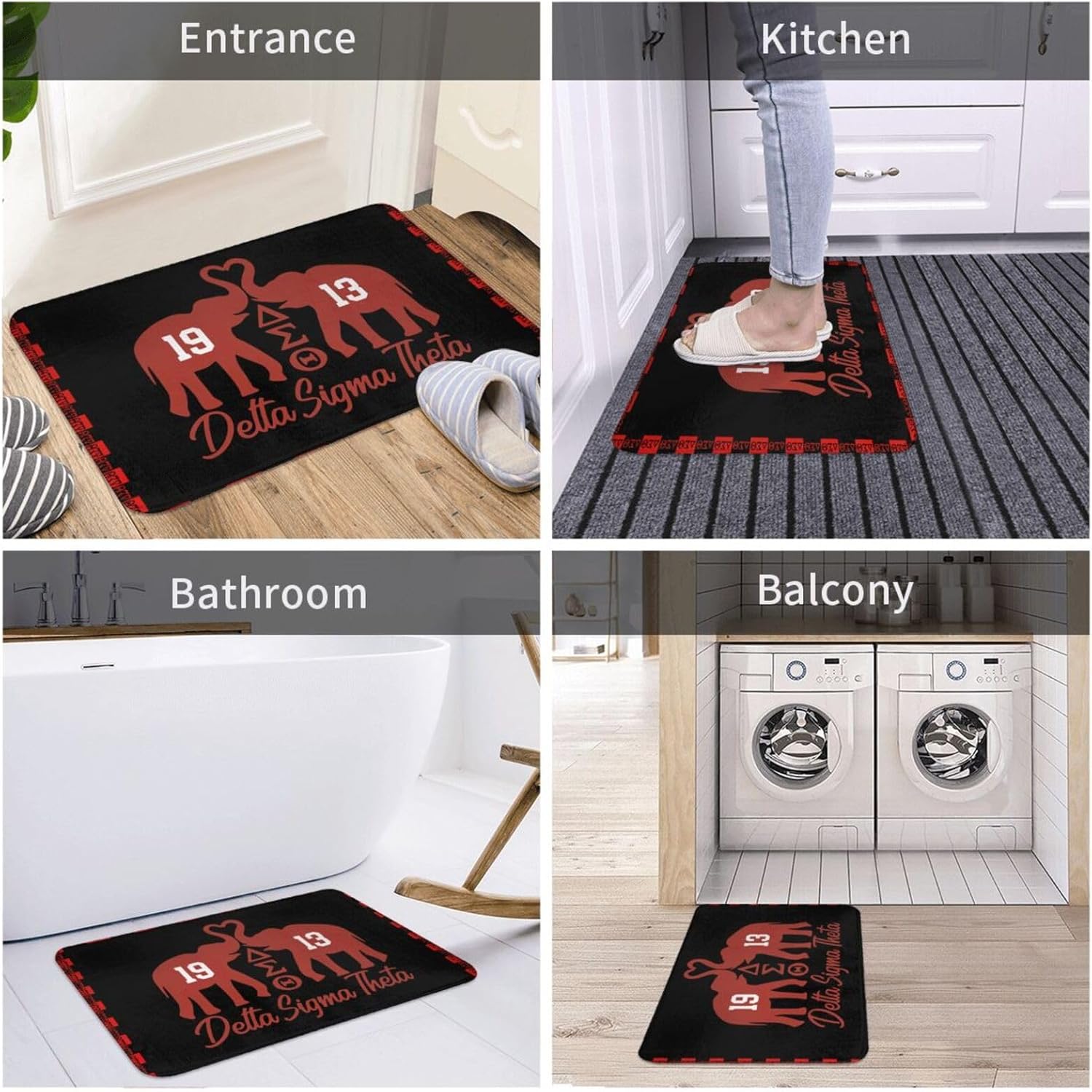 Alfombra de juego con logotipo de elefante, 20 x 32 pulgadas, antideslizante, suave, para sala de estar, comedor, puerta delantera, entrada exterior