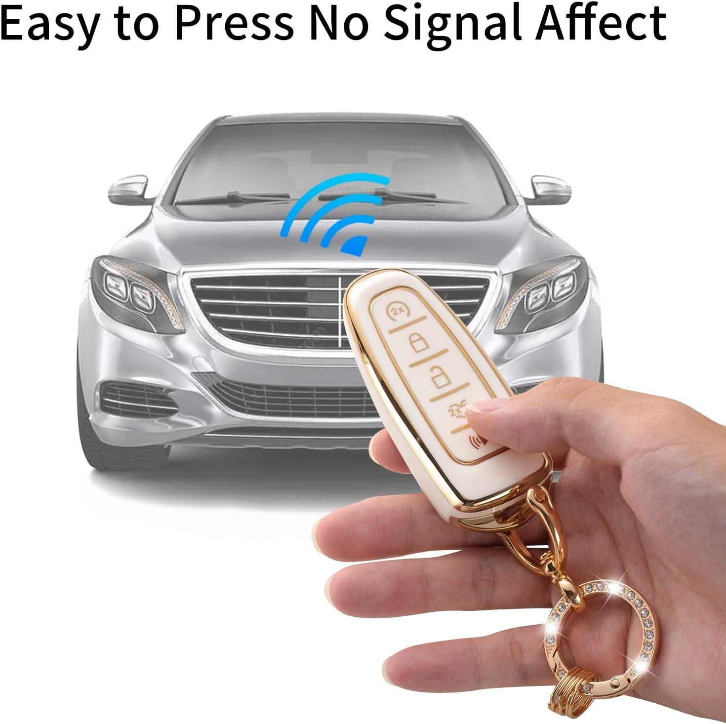 Gematay Funda para llavero Ford con llavero, funda para llave para Ford C-Max Edge Escape Expedition Explorer Flex Focus Taurus Lincoln MKS MKT MKX