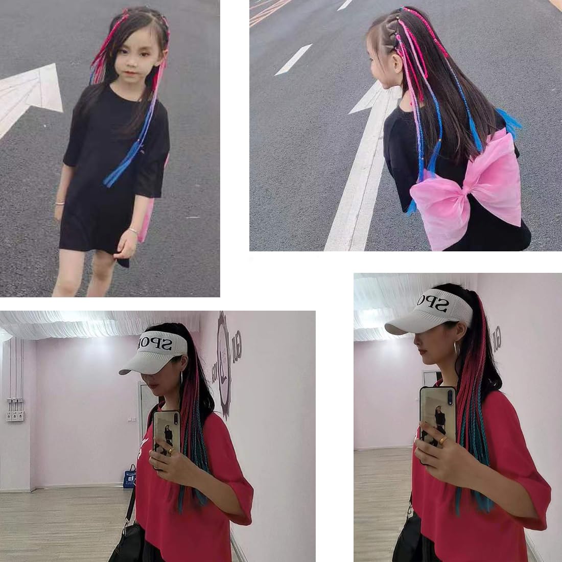 Extensiones de cabello de cola de caballo arcoíris para niñas, accesorios para niños, pelucas coloridas, trenzas de arco iris, extensiones de