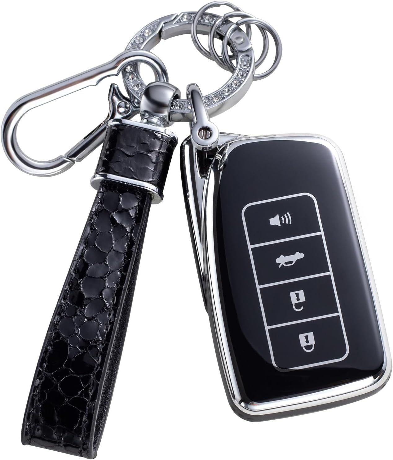QETOOSUR Funda para llavero Lexus con cordón para llavero, funda protectora para Lexus RX es ES GS LS NX RS GX LX RC LC 4 botones, accesorios de