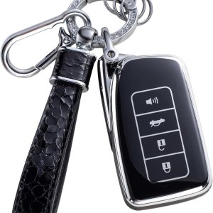 QETOOSUR Funda para llavero Lexus con cordón para llavero, funda protectora para Lexus RX es ES GS LS NX RS GX LX RC LC 4 botones, accesorios de QETOOSUR Funda para llavero Lexus con cordón para llavero, funda protectora para Lexus RX es ES GS LS NX RS GX LX RC LC 4 botones, accesorios de