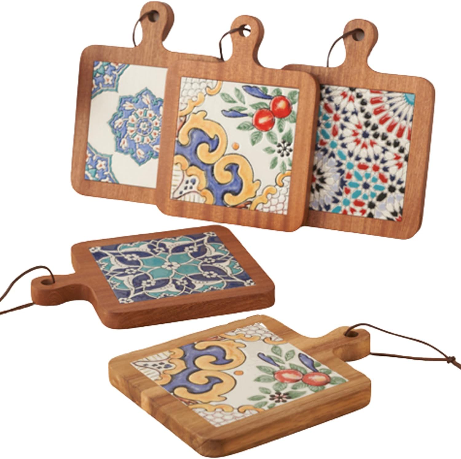 Tapete para ollas de madera natural, antiquemaduras, posavasos para ollas de té caliente y sartenes, accesorios de encimera de cocina (J)