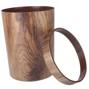 SOLUSTRE Bote de basura retro para oficina, papelera de mimbre, cesta de basura de papel, papelera de madera, para sala de estar, contenedor de SOLUSTRE Bote de basura retro para oficina, papelera de mimbre, cesta de basura de papel, papelera de madera, para sala de estar, contenedor de