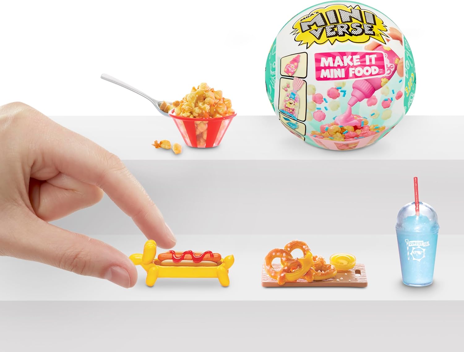 MGA’s Miniverse Make It Mini Food Café Series 2 Paquete de aperitivos de cine paquete de 4 mini coleccionables, embalaje ciego, bricolaje, juego de