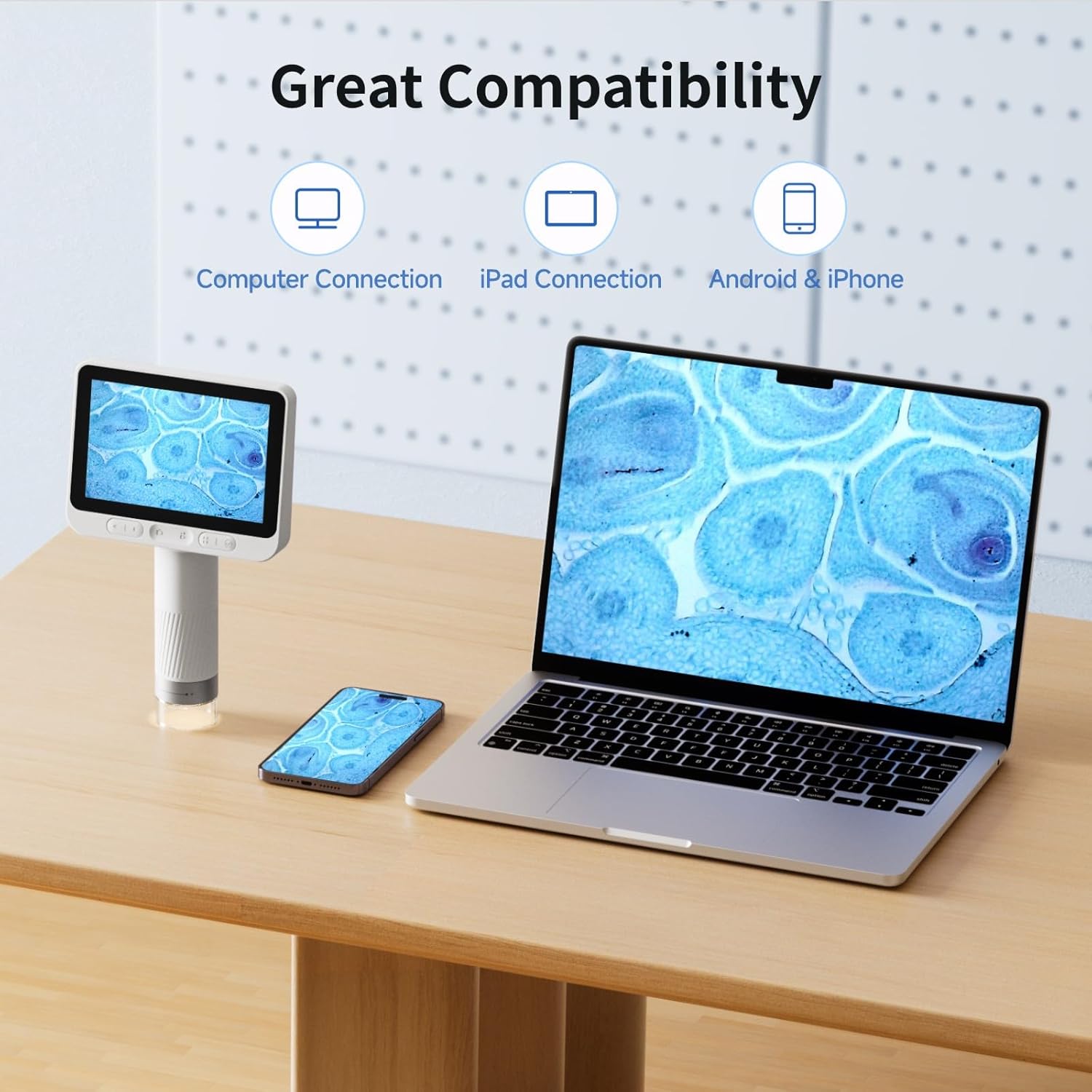 BEAVERLAB Darwin Microscopio digital de mano M2 con pantalla IPS de 4.3 pulgadas, microscopio electrónico portátil 1600X para adultos y niños,