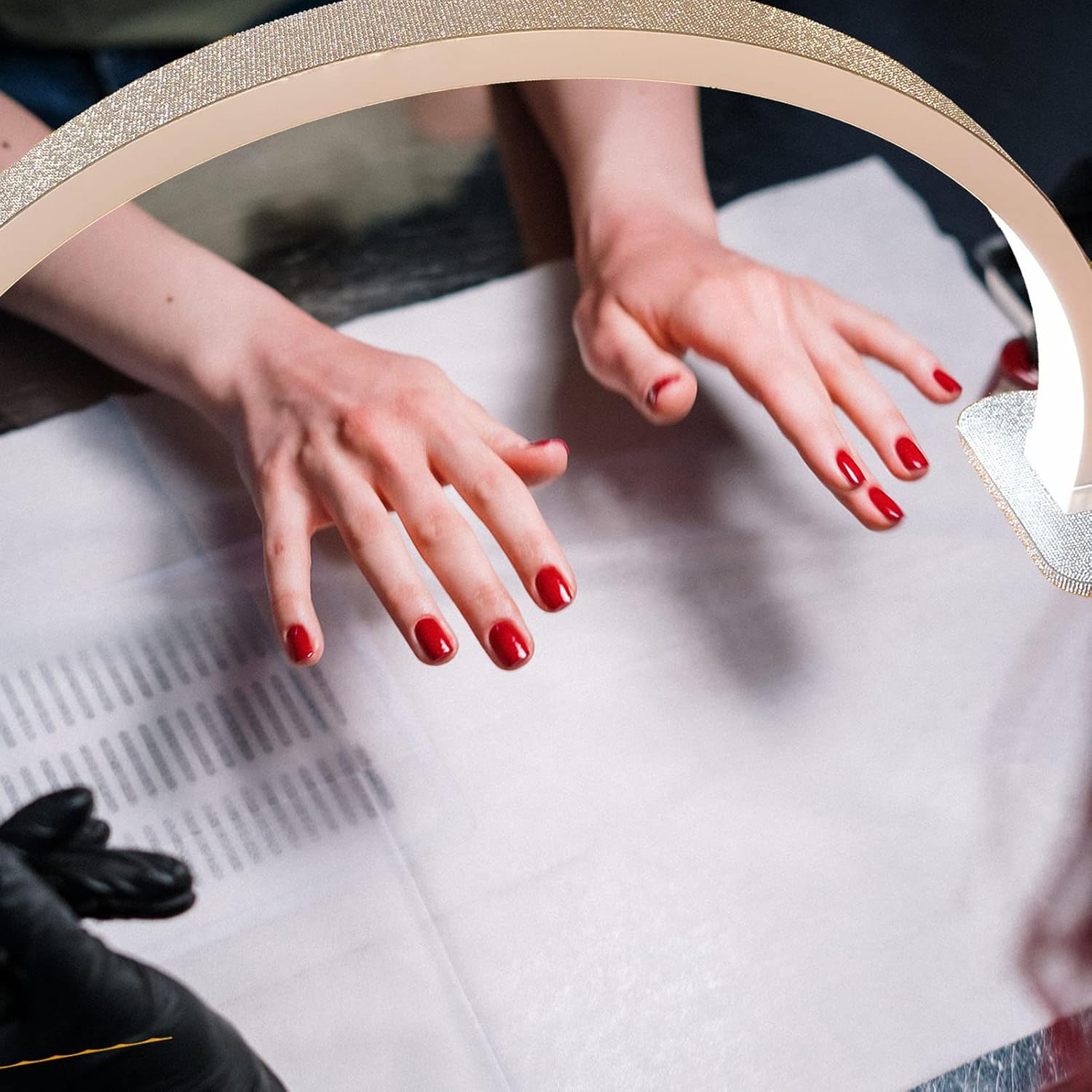 Lámparas de ahorro de energía de 45 W, lámpara de belleza de media luna con brillo y altura ajustables, lámpara de escritorio de manicura LED