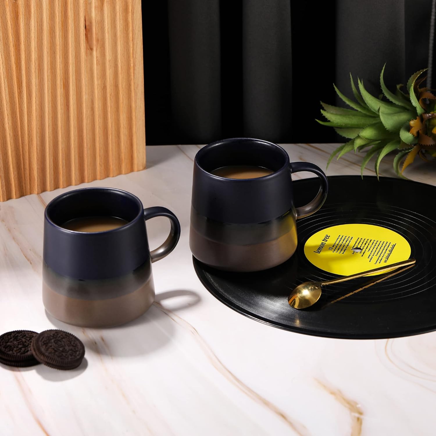 Java – Juego de 2 tazas de café, diseño elegante, perfectas para parejas, dignas de regalo, tazas de café de 12 onzas
