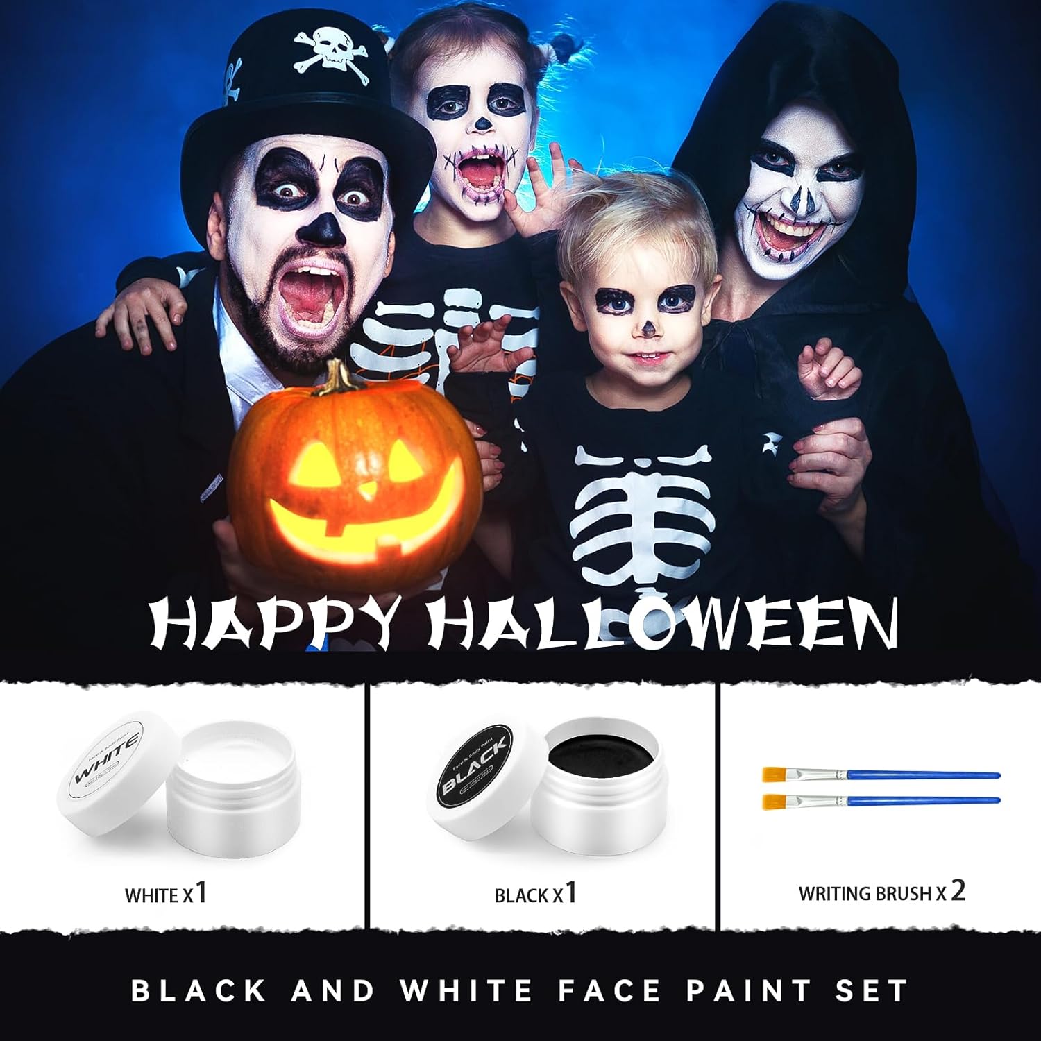 Kit de pintura facial en blanco y negro maquillaje corporal de Halloween, juego de efectos especiales para adultos, maquillaje profesional SFX,