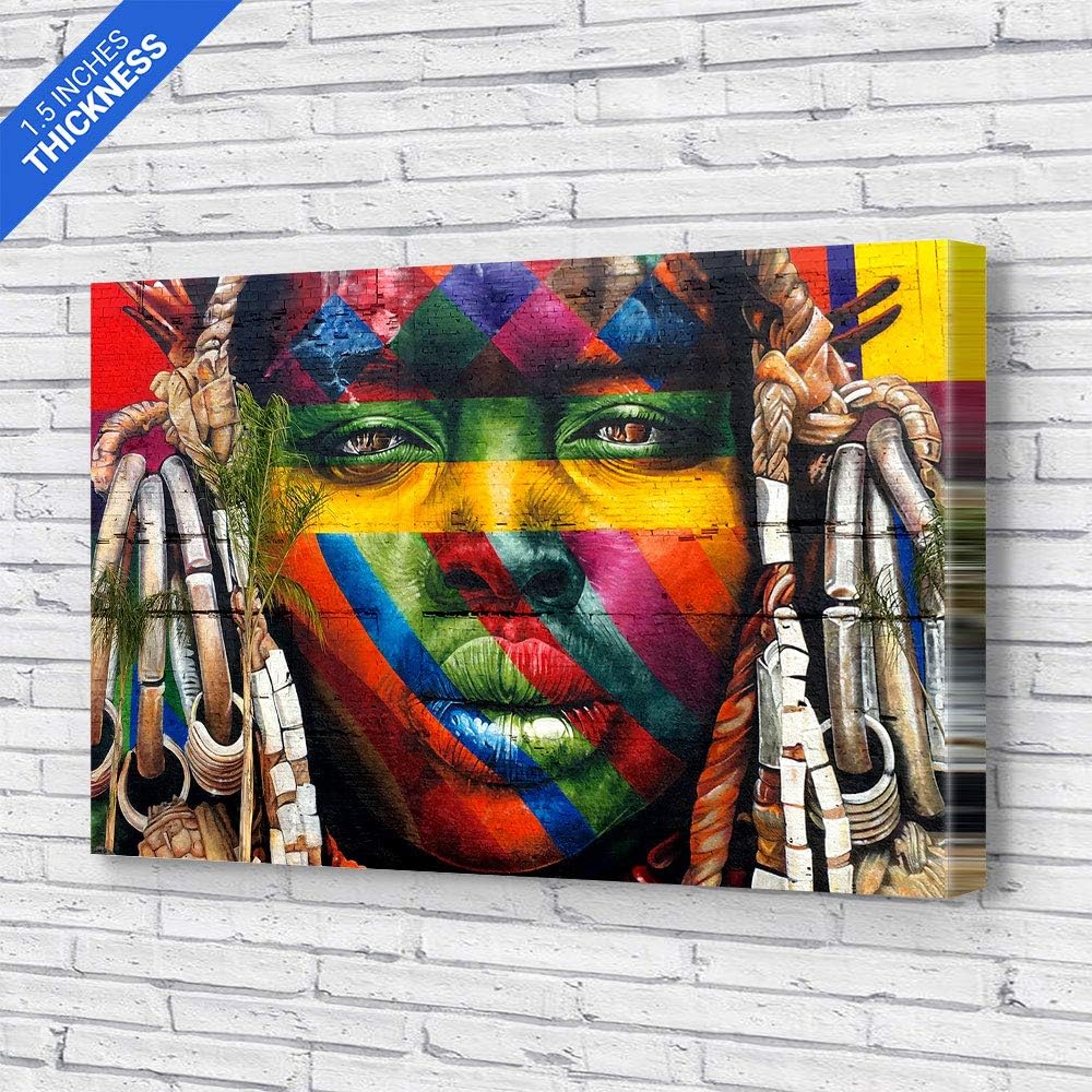 Blaze Canvas Eduardo Kobra – Lienzo decorativo para pared con graffiti africano, decoración del hogar (36 x 24 pulgadas envuelto en galería)