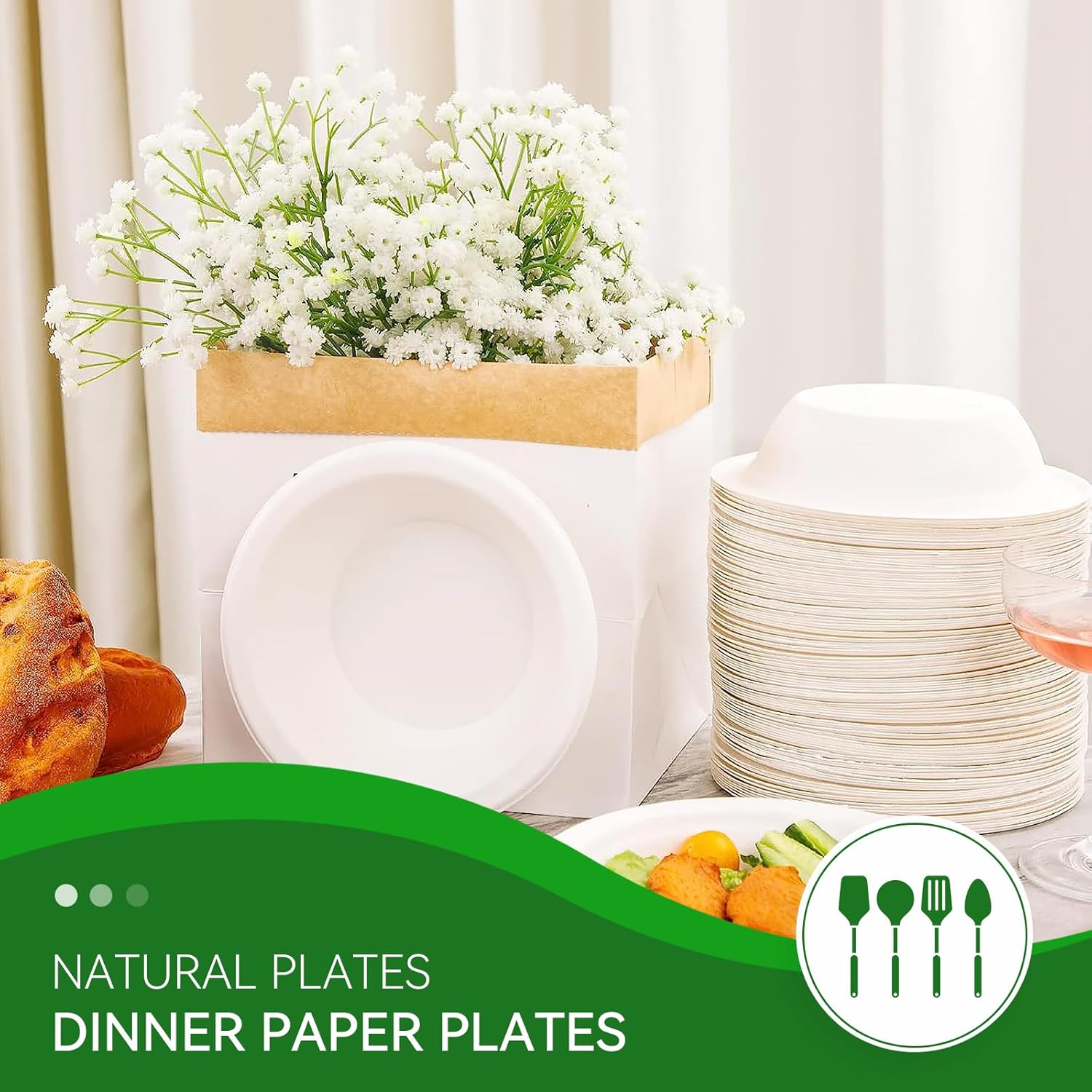 Cuencos de papel desechables 100% compostables de 16 onzas, cuencos de sopa caliente de bagazo biodegradables resistentes y ecológicos Paquete de 125