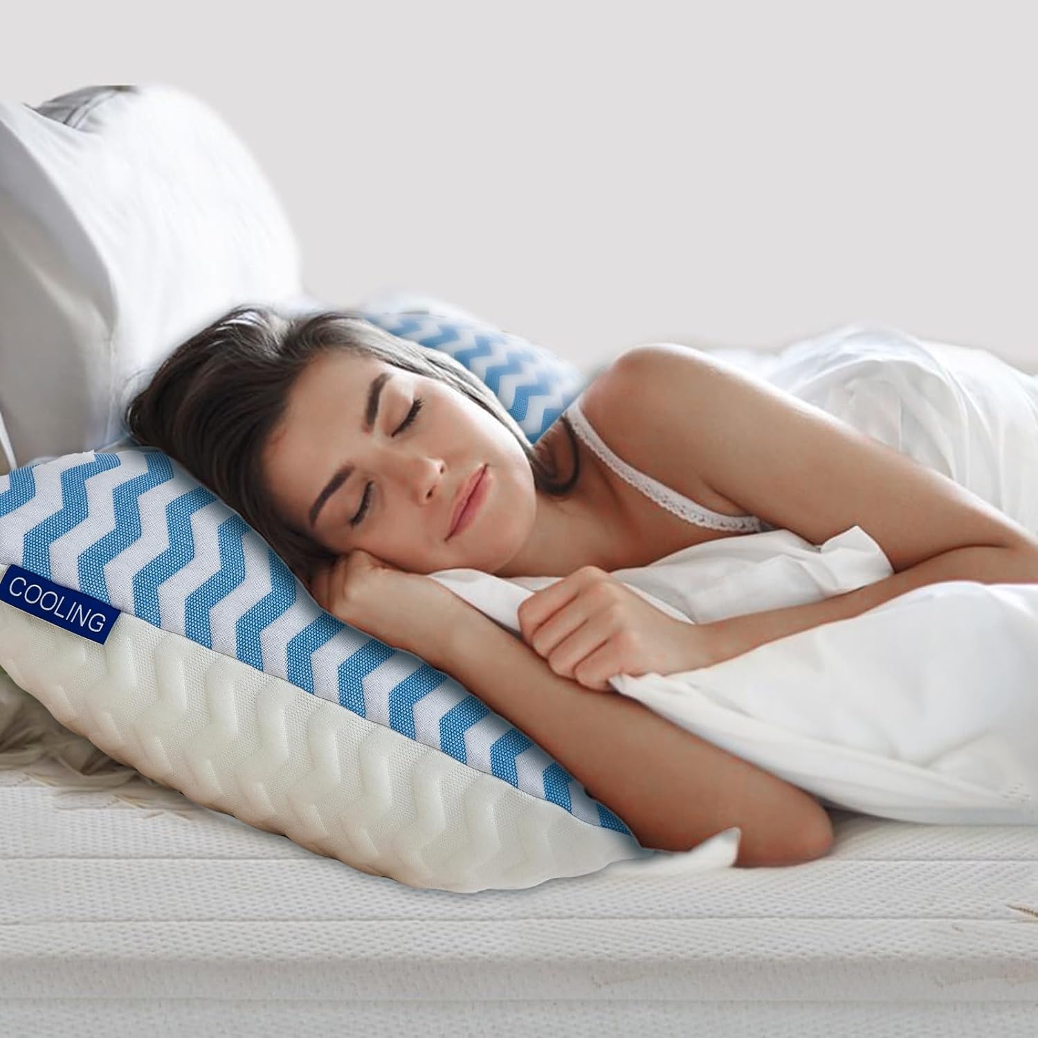 Almohadas de tamaño estándar  Almohada firme ajustable para dormir de espalda y de lado  Almohada de enfriamiento de espuma viscoelástica triturada