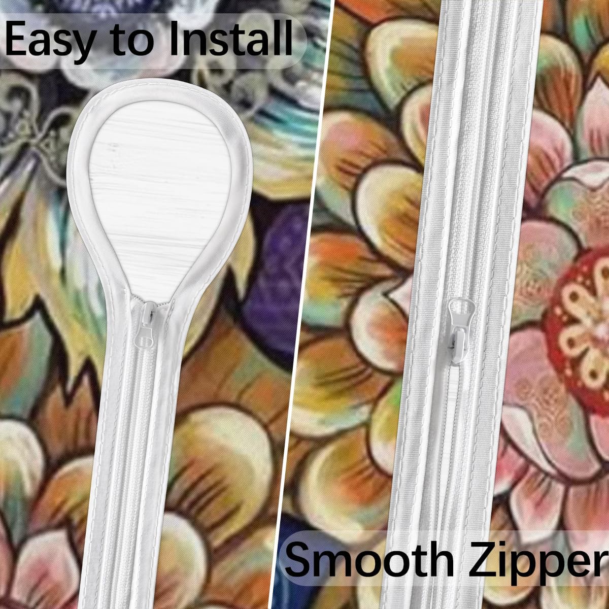 Mantel redondo para exteriores con agujero para paraguas, funda para mesa de patio con flores coloridas, impermeable, para fiestas y pícnics, apto
