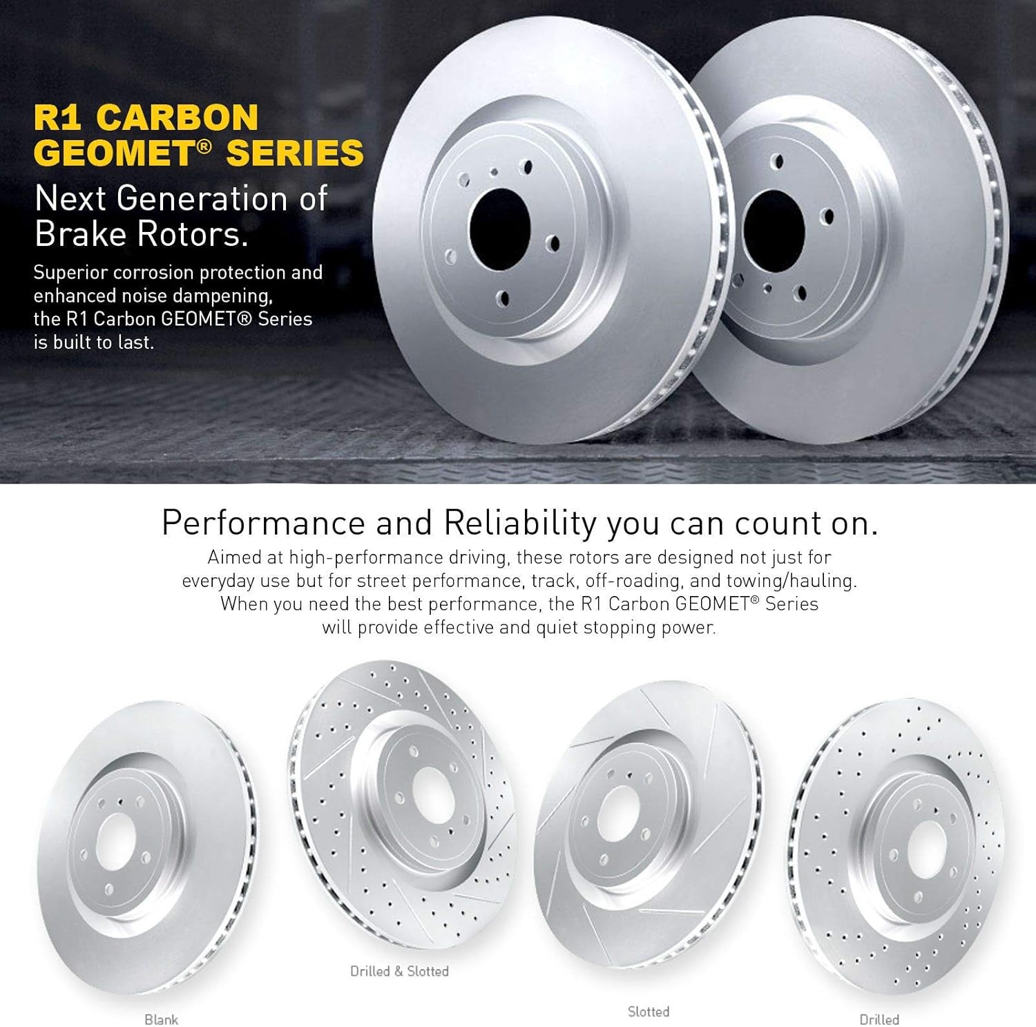 R1 Concepts Rotores de freno de carbono delanteros con pastillas Optimum OEp 1PB.80002.04