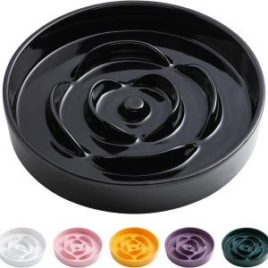 Tazón de cerámica negra de 8.66 pulgadas para perros de razas medianas y grandes, antiasfixia y ralentización del tiempo de comida, base Tazón de cerámica negra de 8.66 pulgadas para perros de razas medianas y grandes, antiasfixia y ralentización del tiempo de comida, base