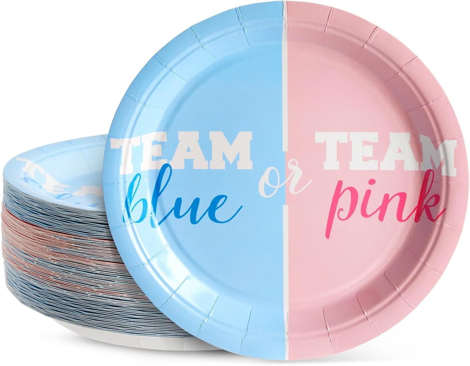 Platos desechables  80 platos de papel, suministros de fiesta de revelación de género para aperitivo, almuerzo, cena y postre, azul equipo o rosa