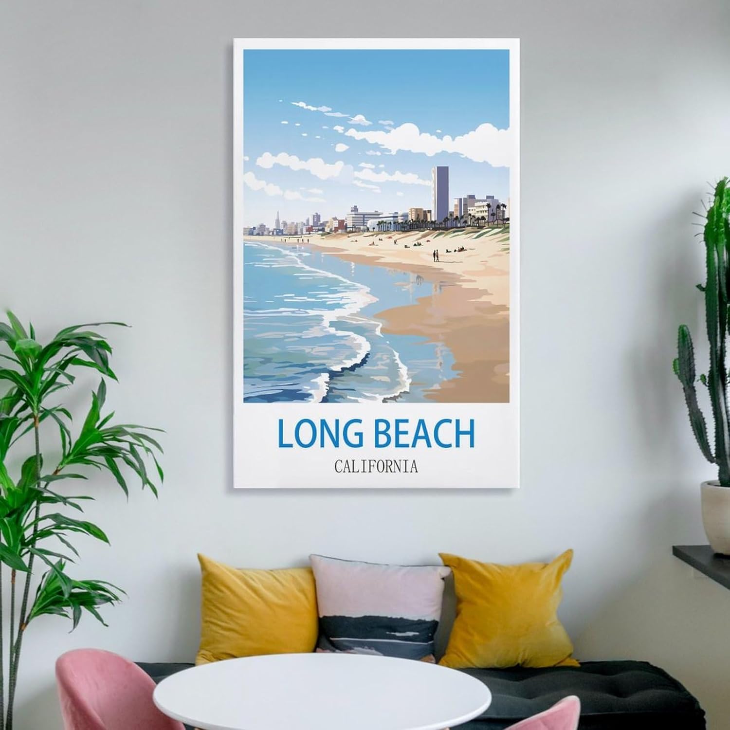 Long Beach California – Pósteres de viaje vintage de ciudad de 20 x 30 pulgadas (19.7 x 29.5 in) para pared, pintura en lienzo para sala de estar,