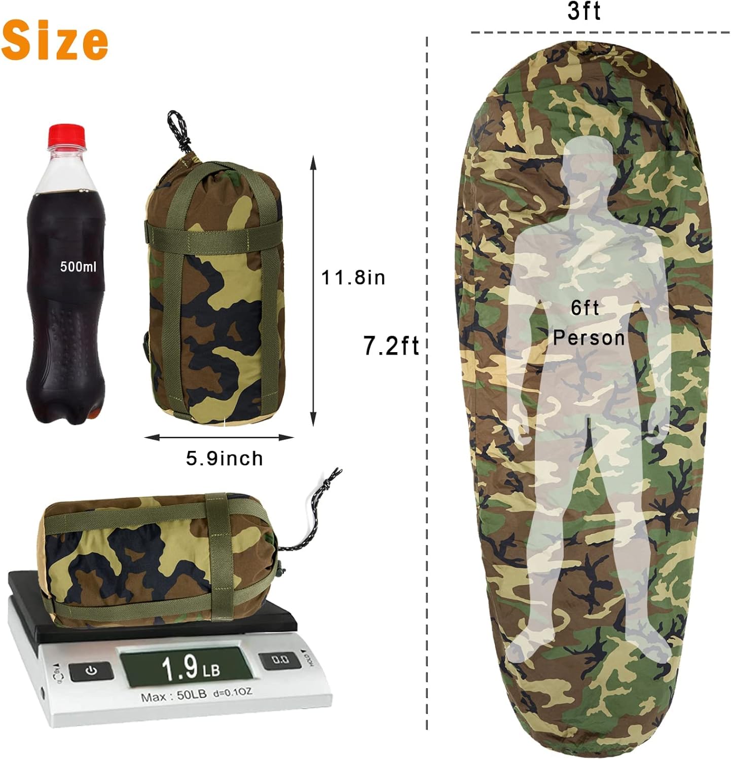 Bivy – Funda para sistema modular de dormir del ejército militar, carcasa exterior impermeable para saco de dormir, refugio minimalista de sigilo