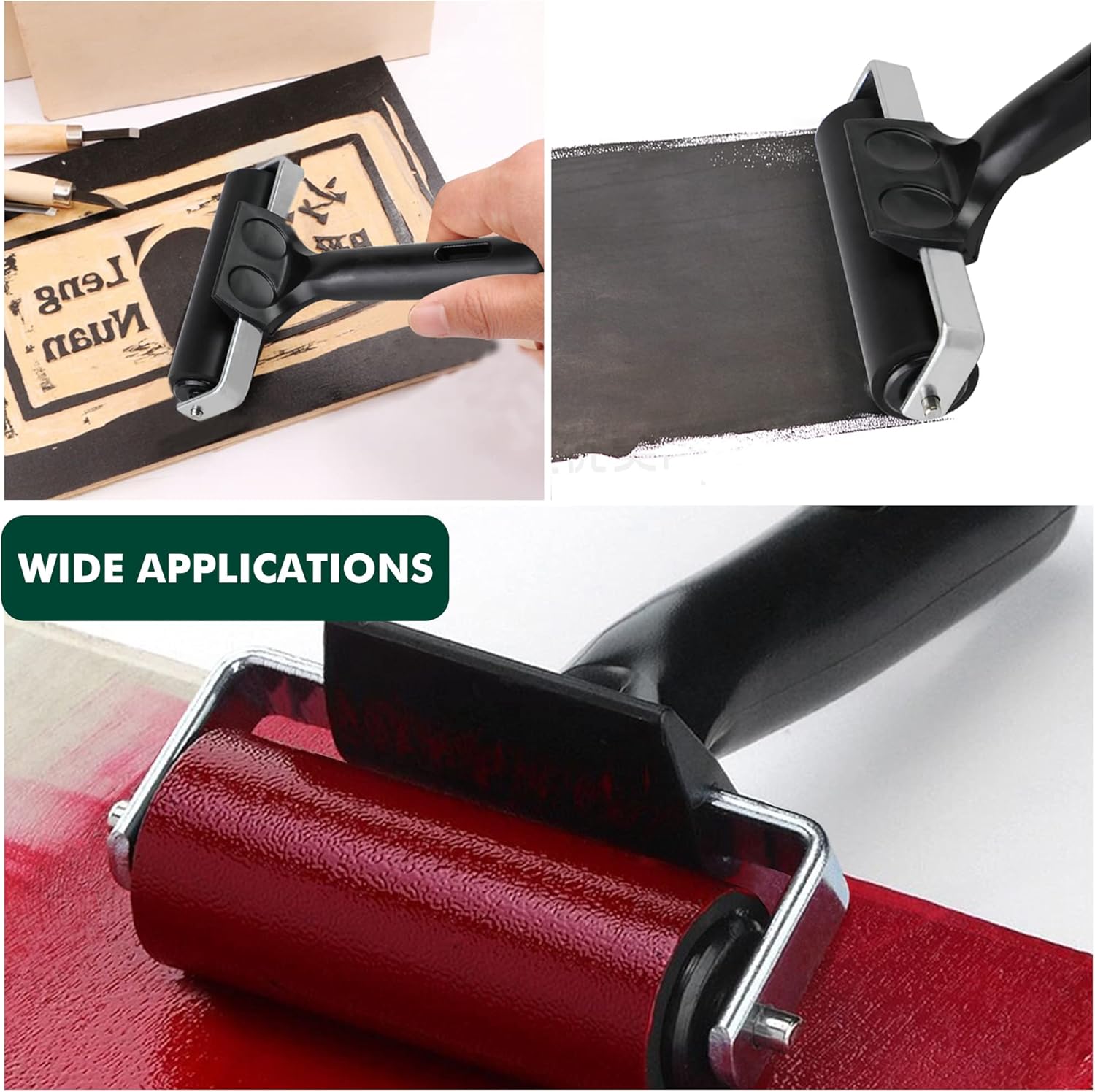Lydia’s Deal Rodillos de goma para impresión, rodillo de tinta para manualidades, impresión, entintado y estampado (4 pulgadas, negro)