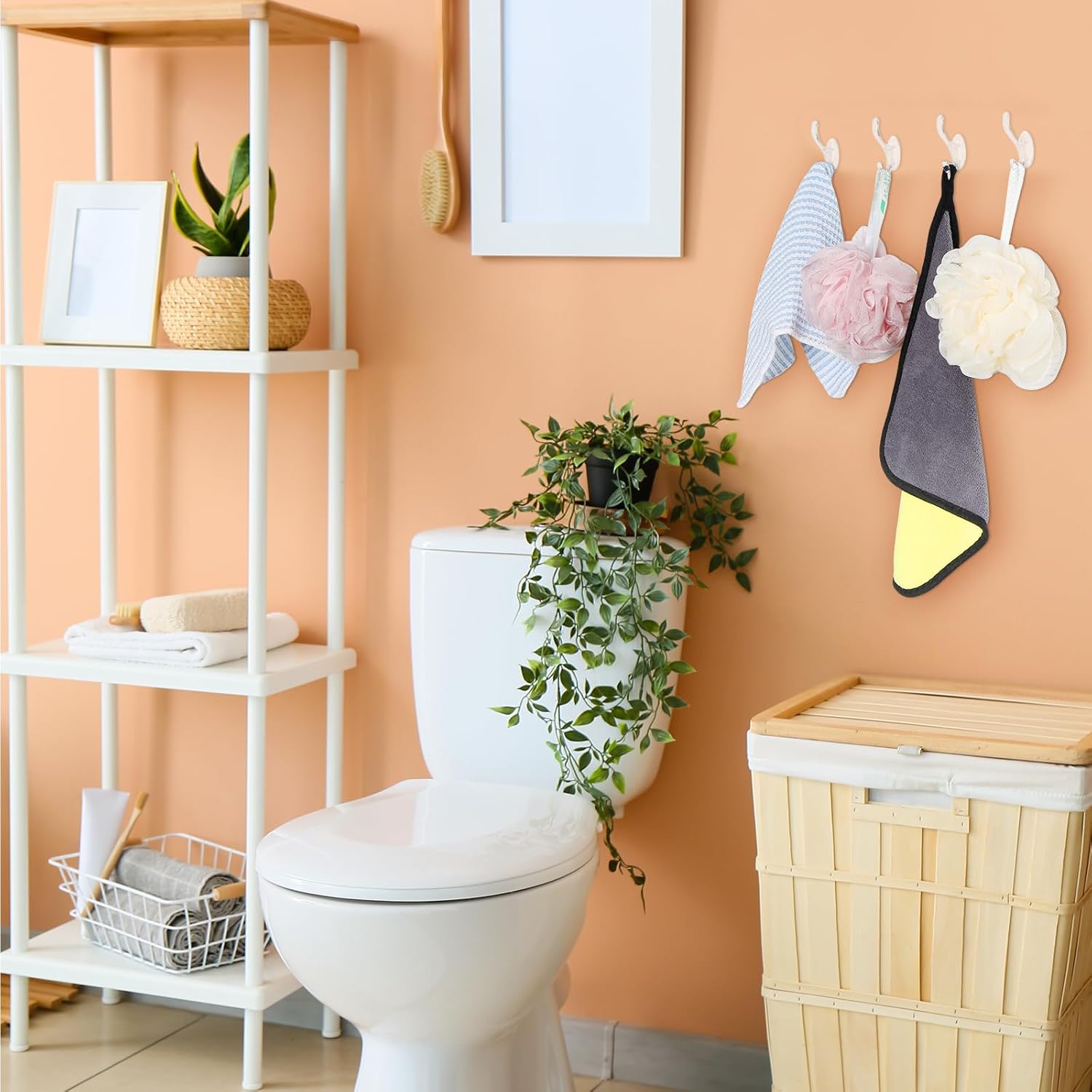 Queekay Ganchos de pared adhesivos transparentes para colgar ventanas de Navidad, baño, dormitorio, puerta de cocina, plástico acrílico, sin marcas