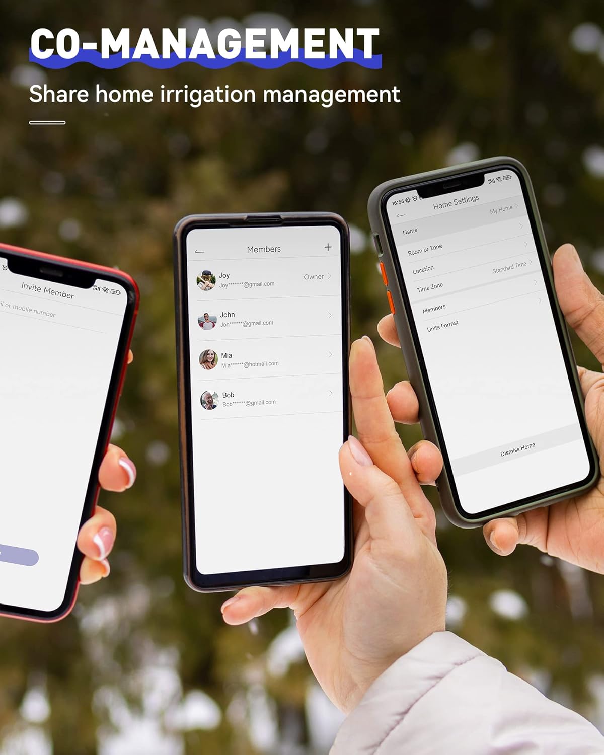 RAINPOINT Temporizador de agua WiFi para manguera de jardín  6 planes separados, riego por galón y tiempo, modo de riego y niebla, fácil de usar,