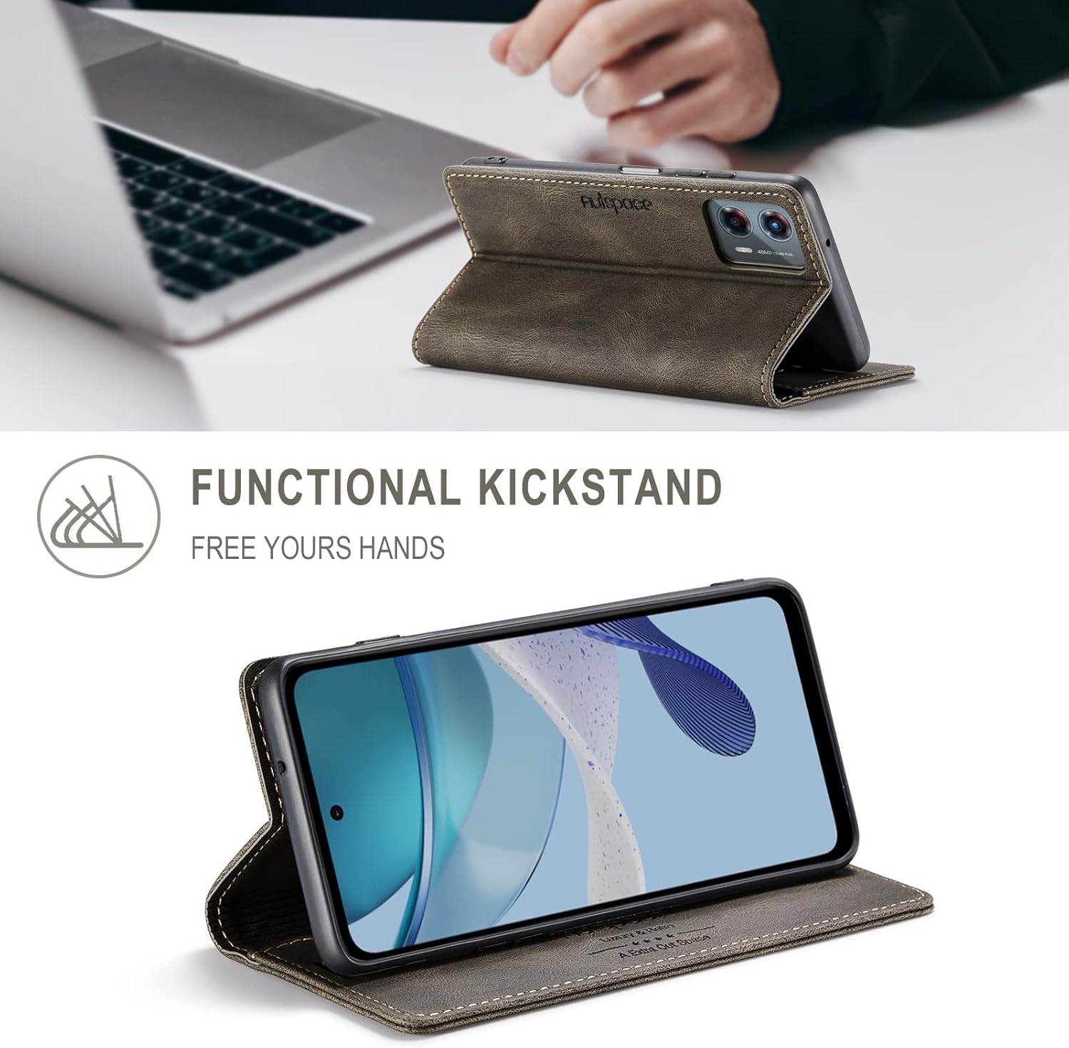 Hongxinyu Funda tipo cartera para Motorola G 5G 2023, funda de piel sintética con tapa para tarjetero, ranura para efectivo, bloqueo RFID, función